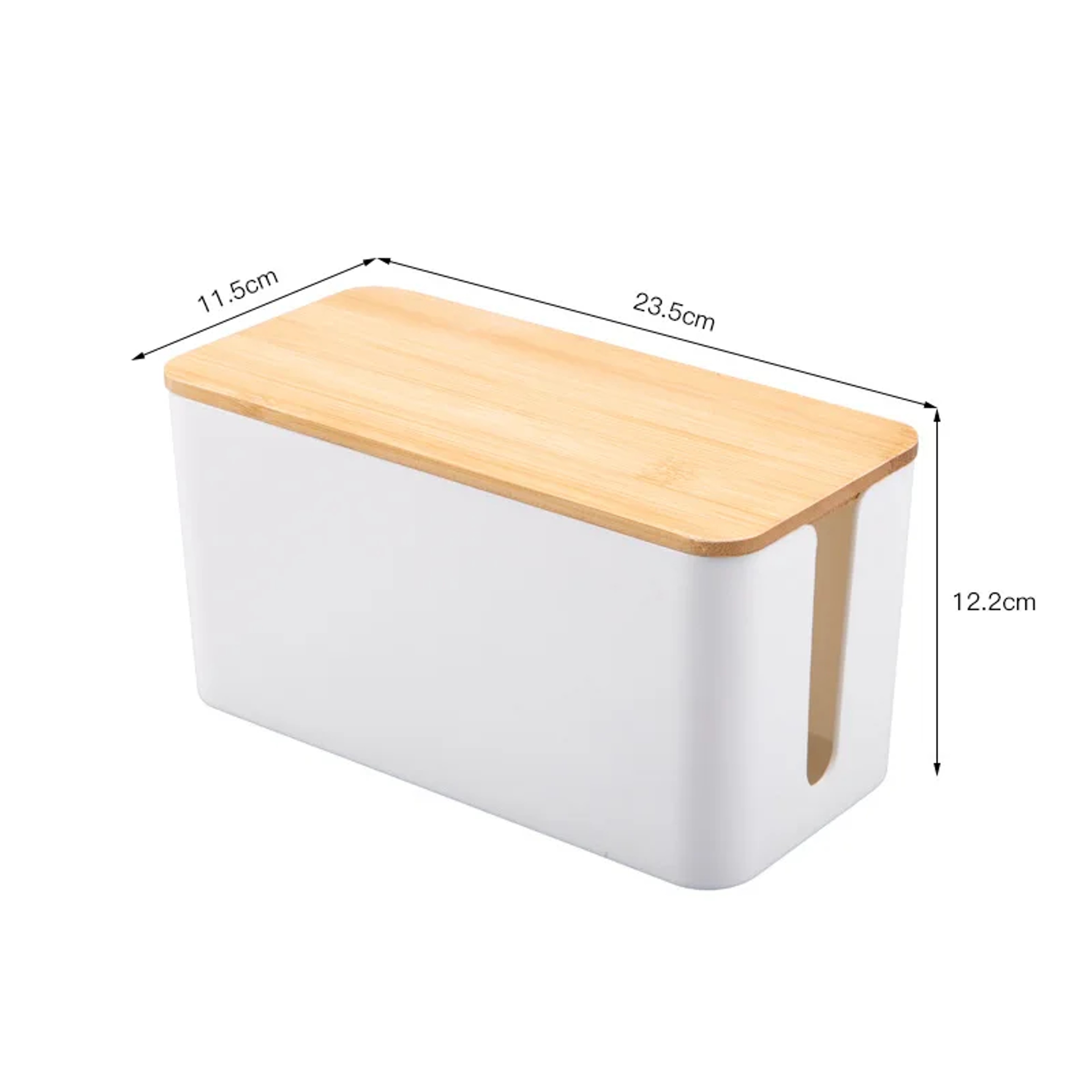 Creative Bamboo Wood Cover Cable Management Box, Power Cord Storage, Plug Board Organizer for Home, Office – view 10