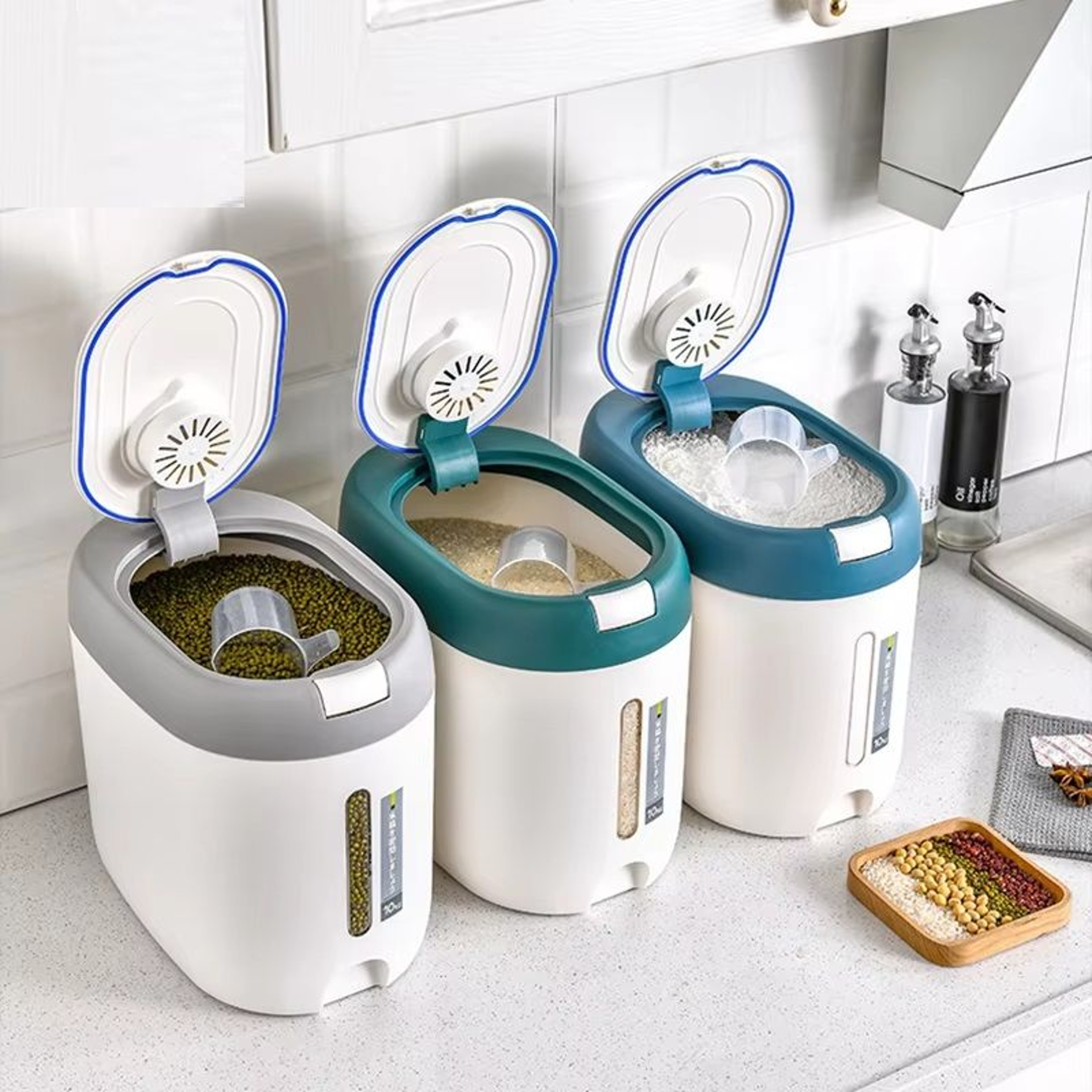 Rice Dispenser Kitchen Organizer Storage Container Box Cereal Jar Botes Cocina Almacenaje Alimentos 0