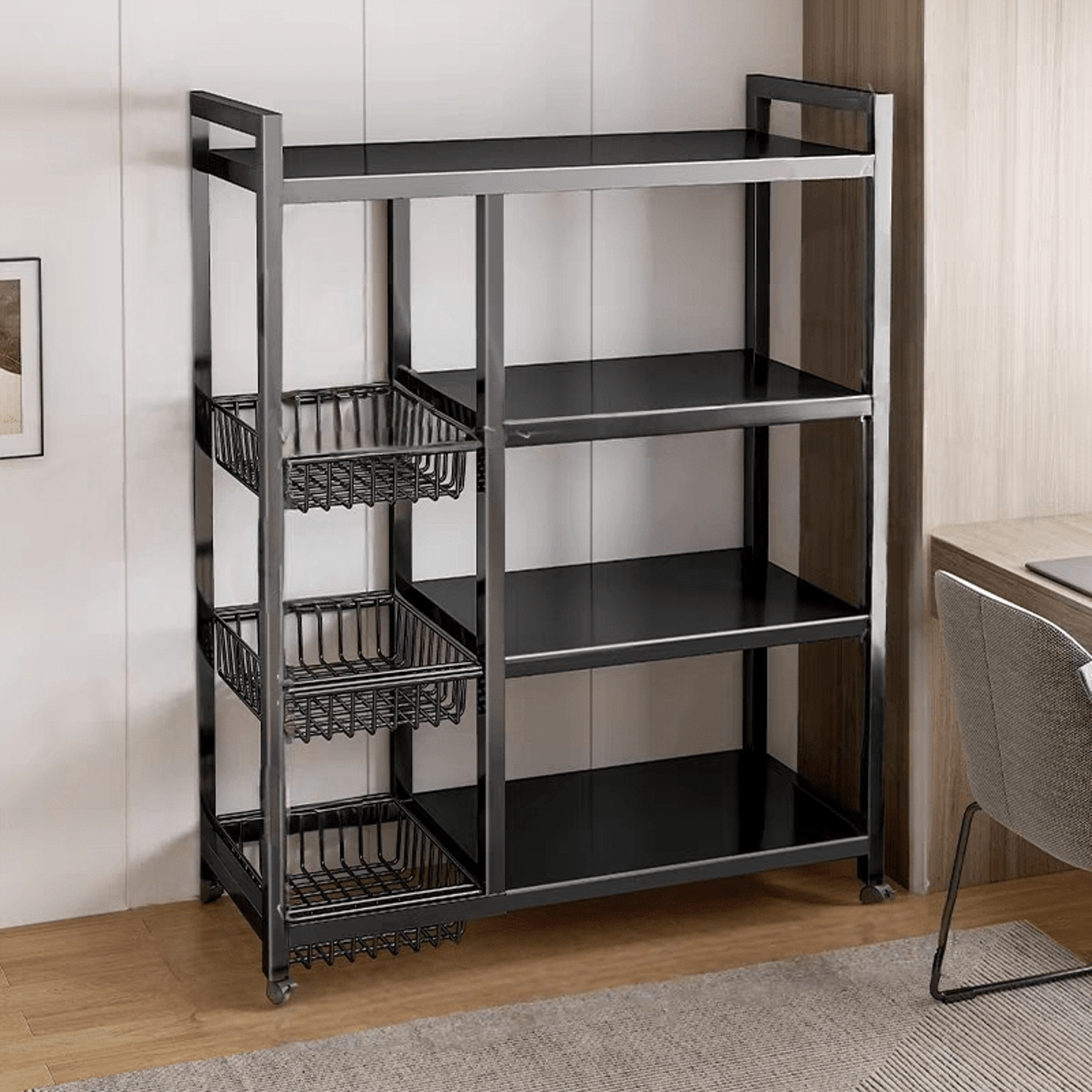 Multi Purpose Rolling Storage Rack Space Saving Shelf For Kitchen Living Room Office High Strength  2