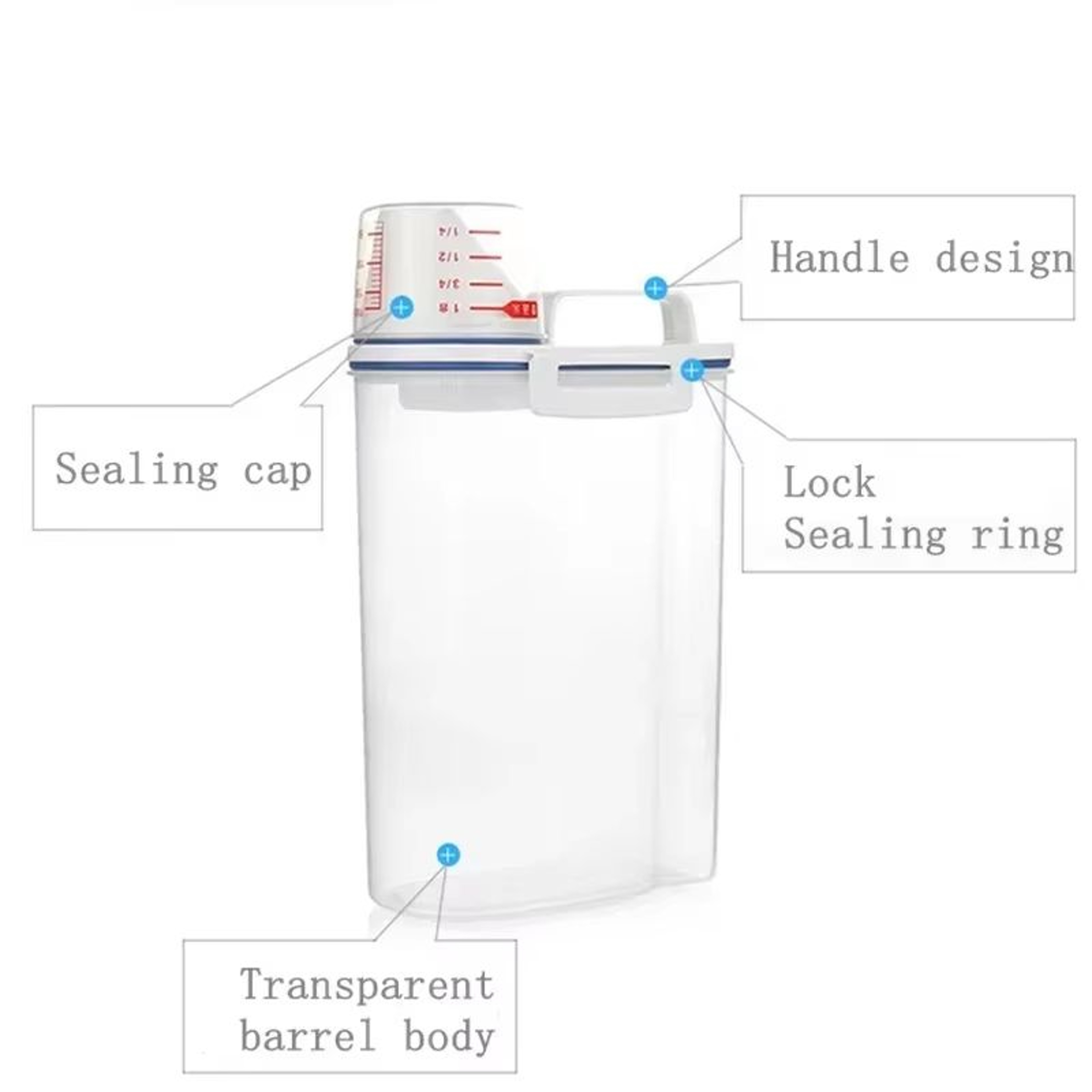Transparent Sealed Rice Bucket Moistureproof Food Storage Tank With Measuring Cup InsectProof Kitch 5