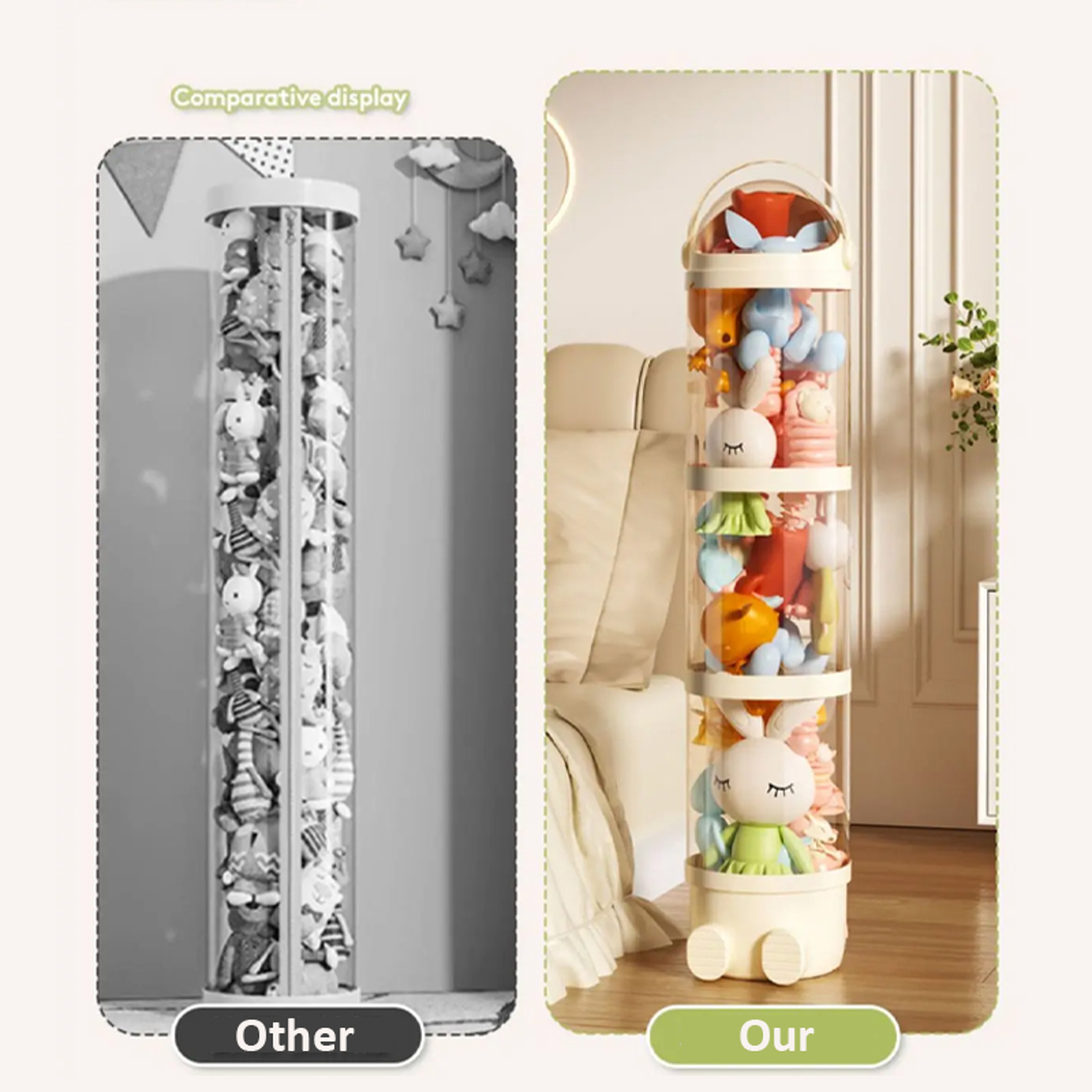 Doll Storage Box For Toys Organization Plush Toy Storage Tube Transparent Plastic Stuffed Storage B 1