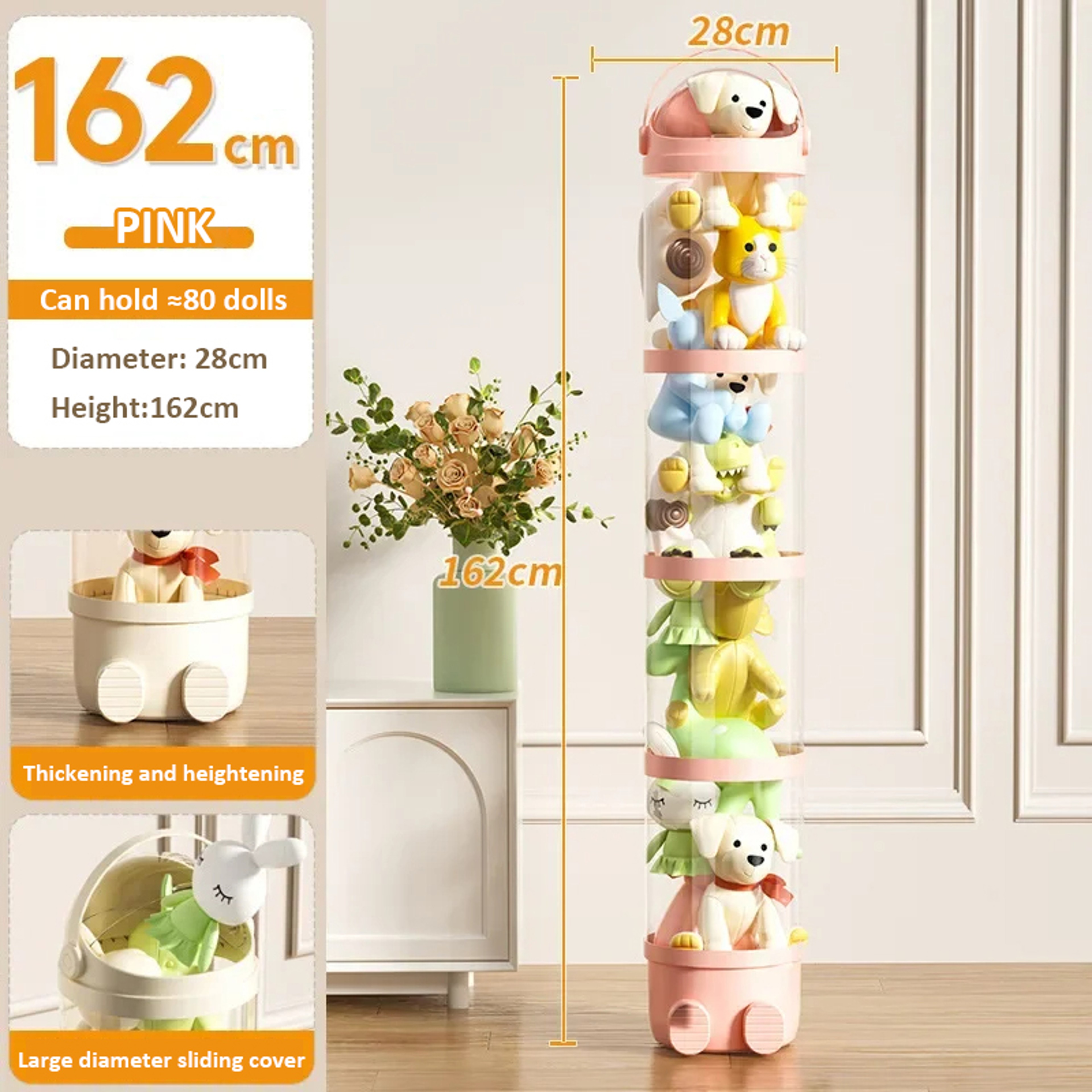 Doll Storage Box For Toys Organization Plush Toy Storage Tube Transparent Plastic Stuffed Storage B 5
