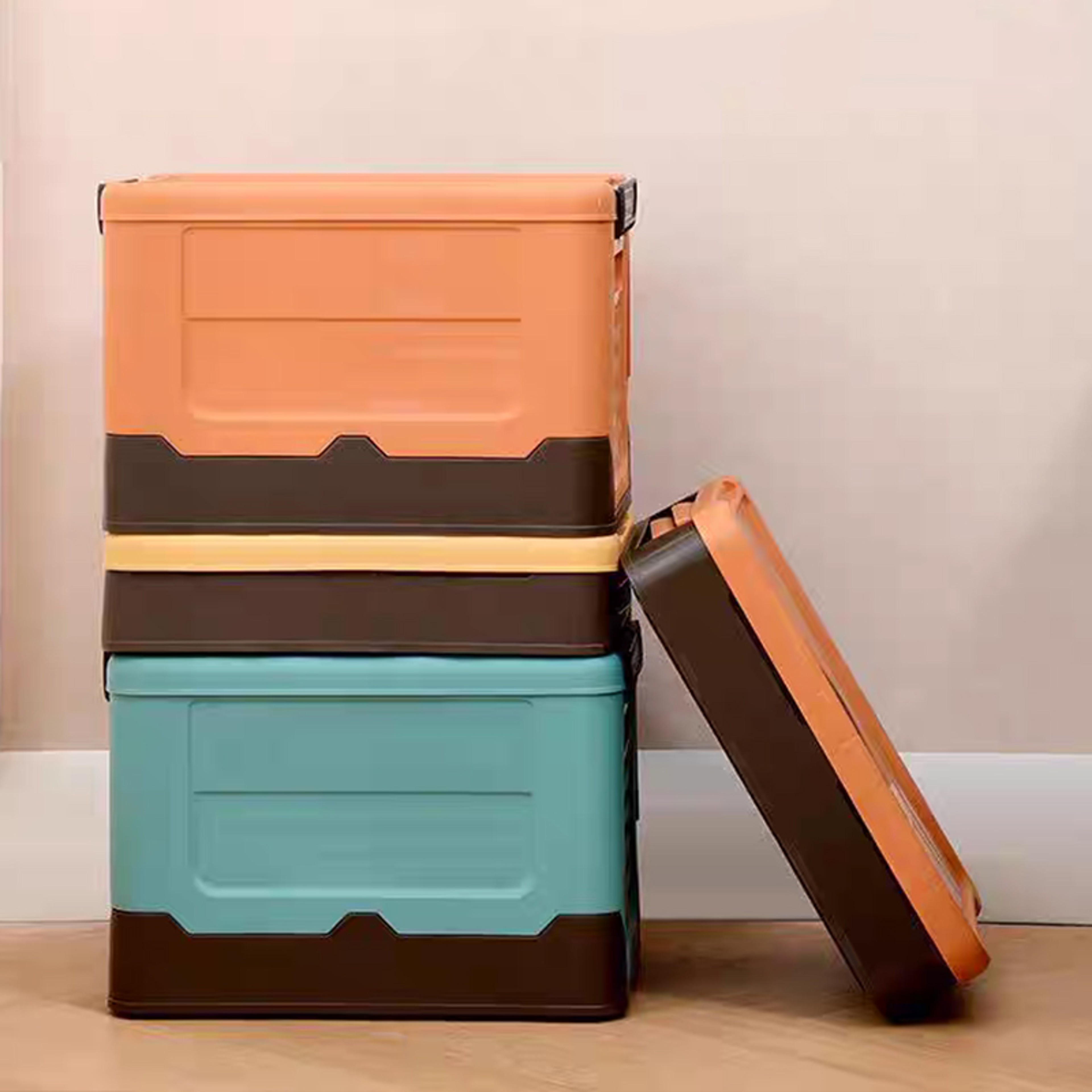 Folding Storage Box Organizer, Multifunction Large Plastic Basket with Lid, Foldable Storage Container for Sundries – view 3