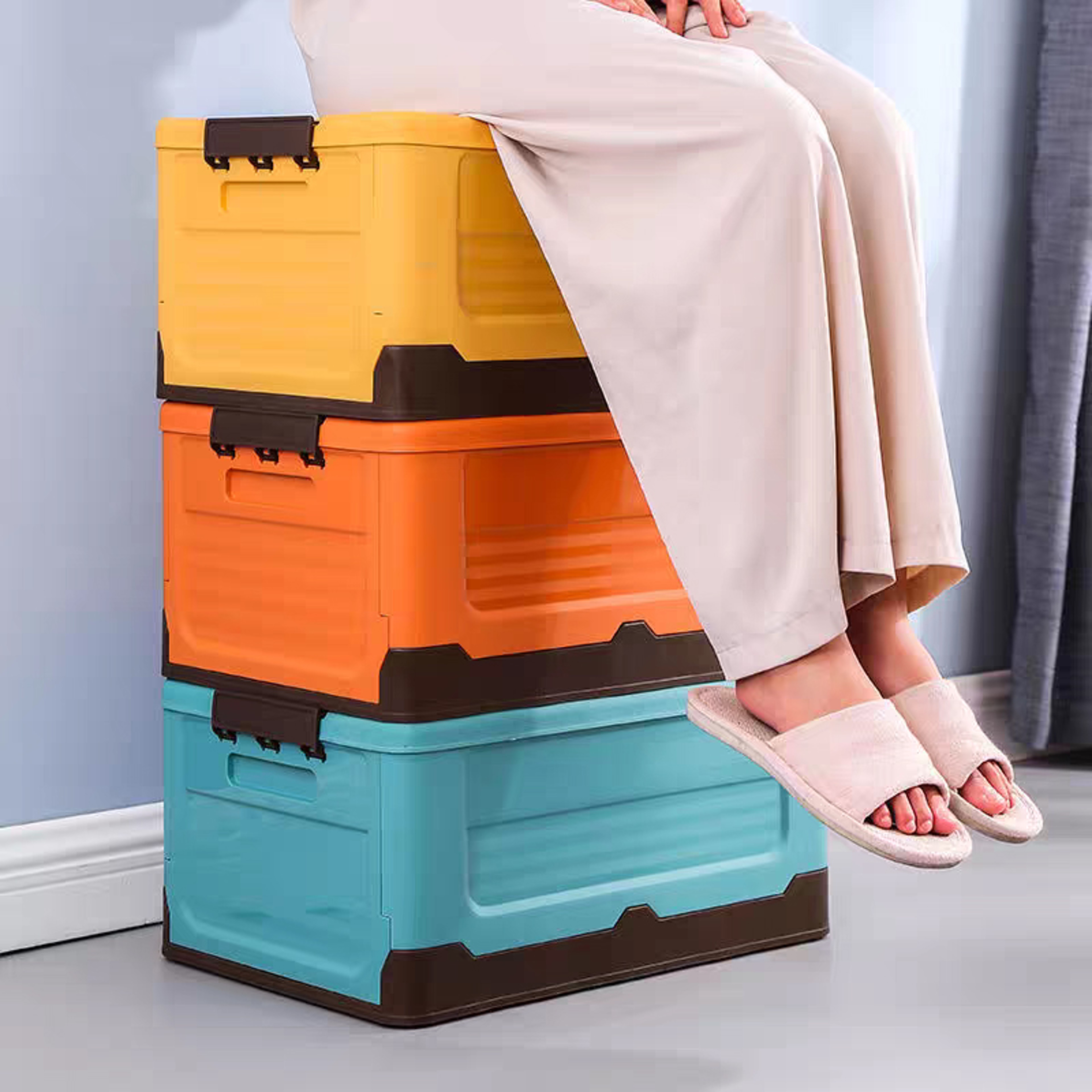 Folding Storage Box Organizer, Multifunction Large Plastic Basket with Lid, Foldable Storage Container for Sundries – view 6