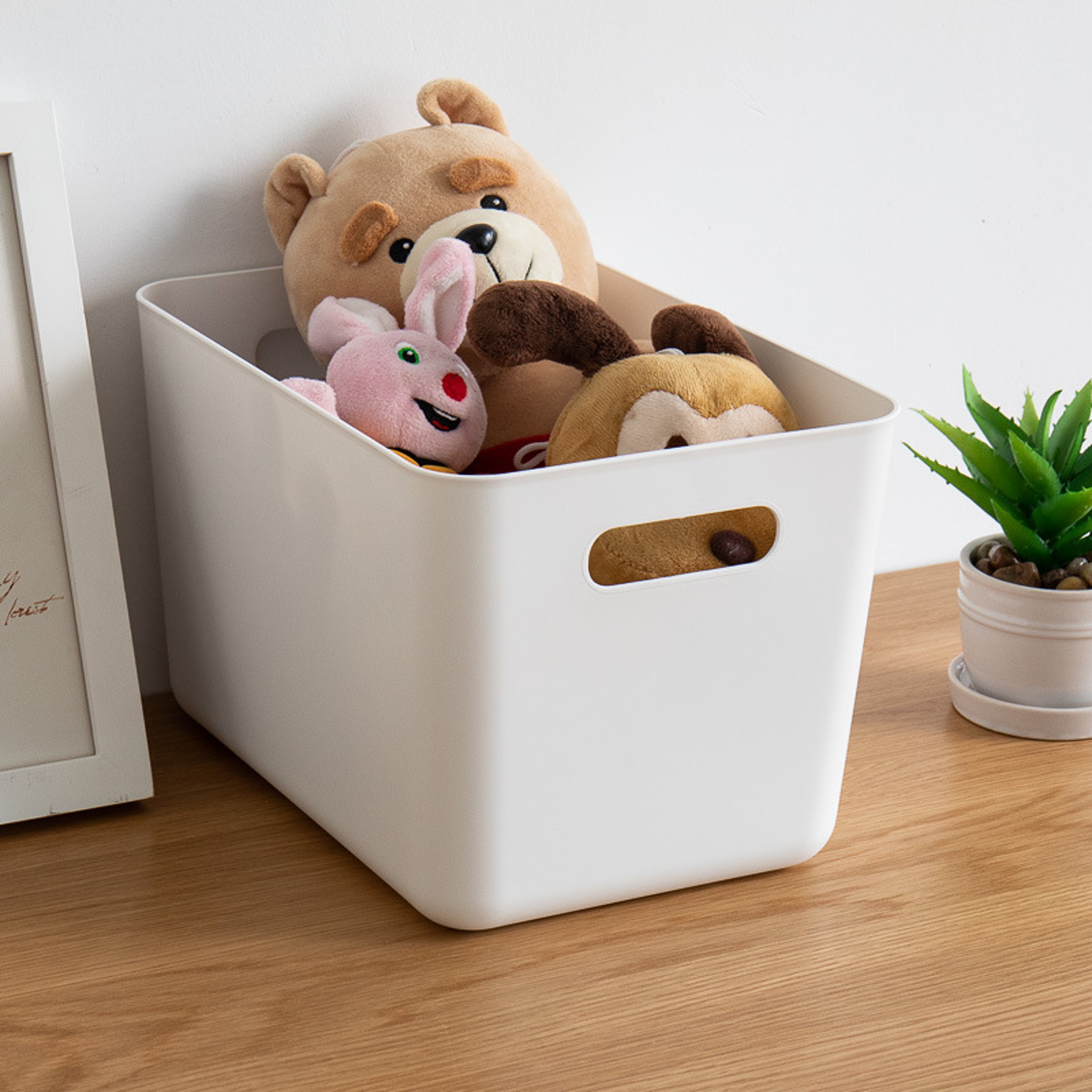 Solid Color Plastic Storage Box, Large Capacity Clothing, Toy Storage Box, Miscellaneous Desktop Organizer – view 5