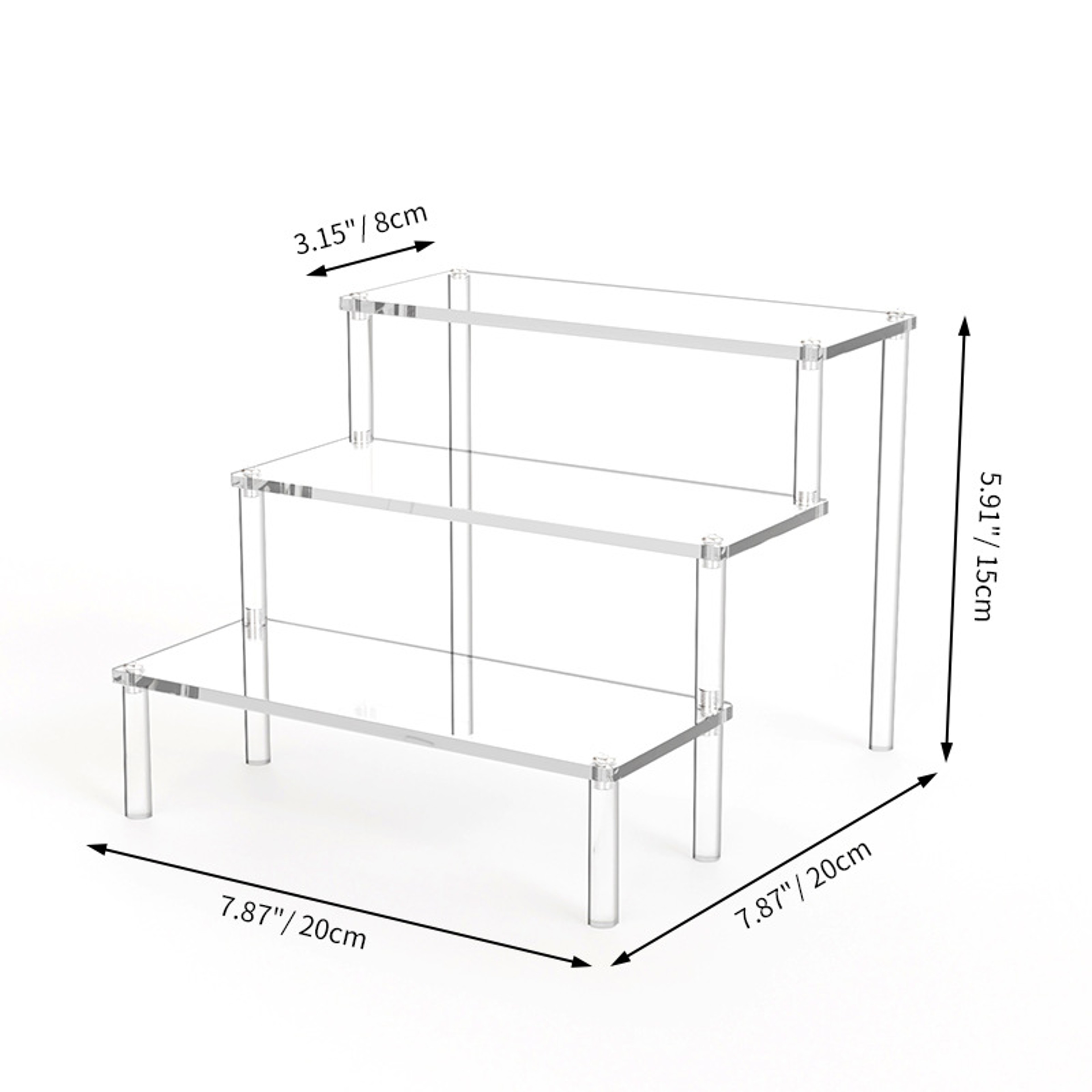 Layer Acrylic Display Stand, Transparent Storage Shelf for Cupcake Perfume Doll, Durable Display Rack, Trapezoidal Blind – view 9