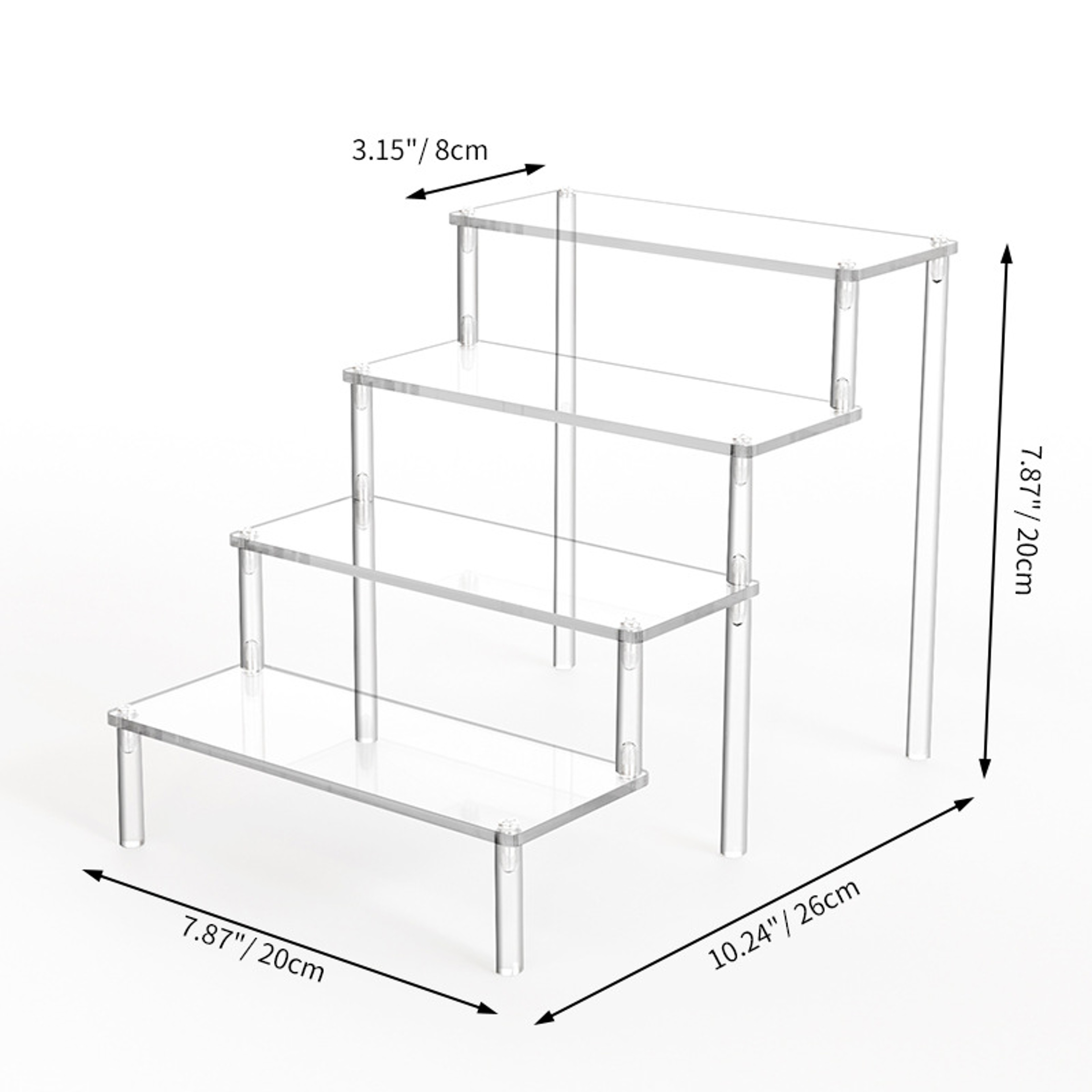 Layer Acrylic Display Stand, Transparent Storage Shelf for Cupcake Perfume Doll, Durable Display Rack, Trapezoidal Blind – view 10