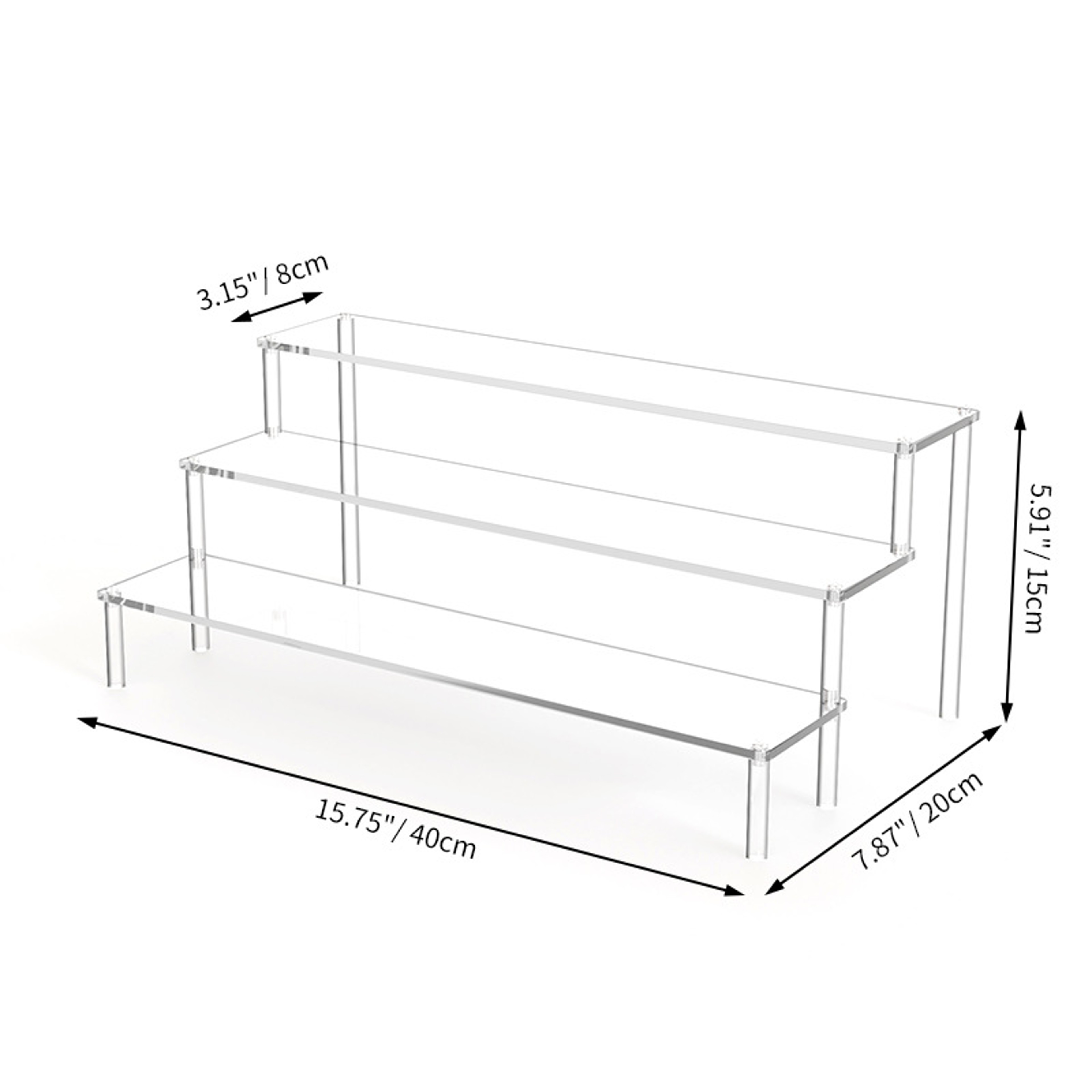 Layer Acrylic Display Stand, Transparent Storage Shelf for Cupcake Perfume Doll, Durable Display Rack, Trapezoidal Blind – view 17