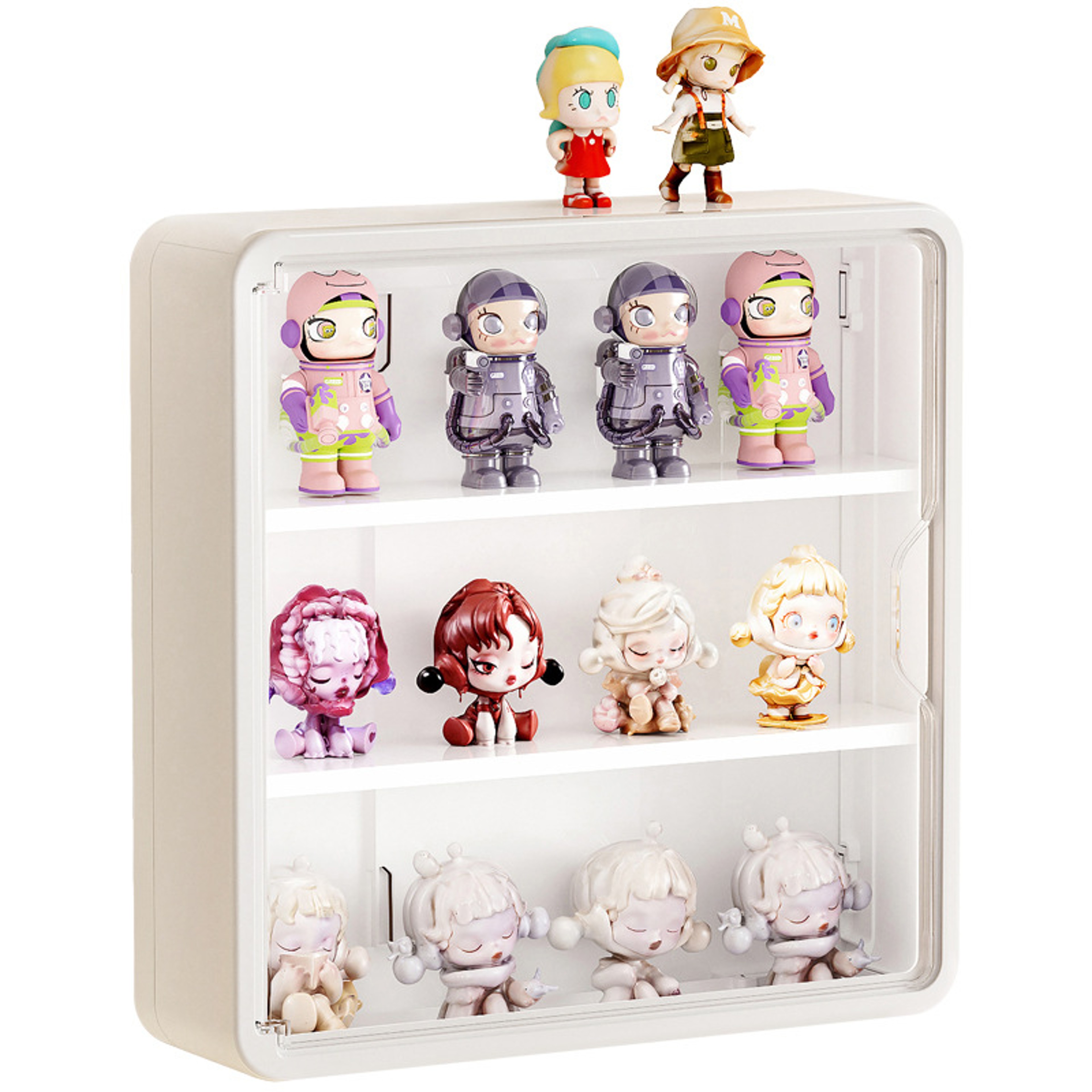 Wall Mounted Doll Blind Box Storage Rack Figurine Display Cabinet Dustproof Doll Display Organizer