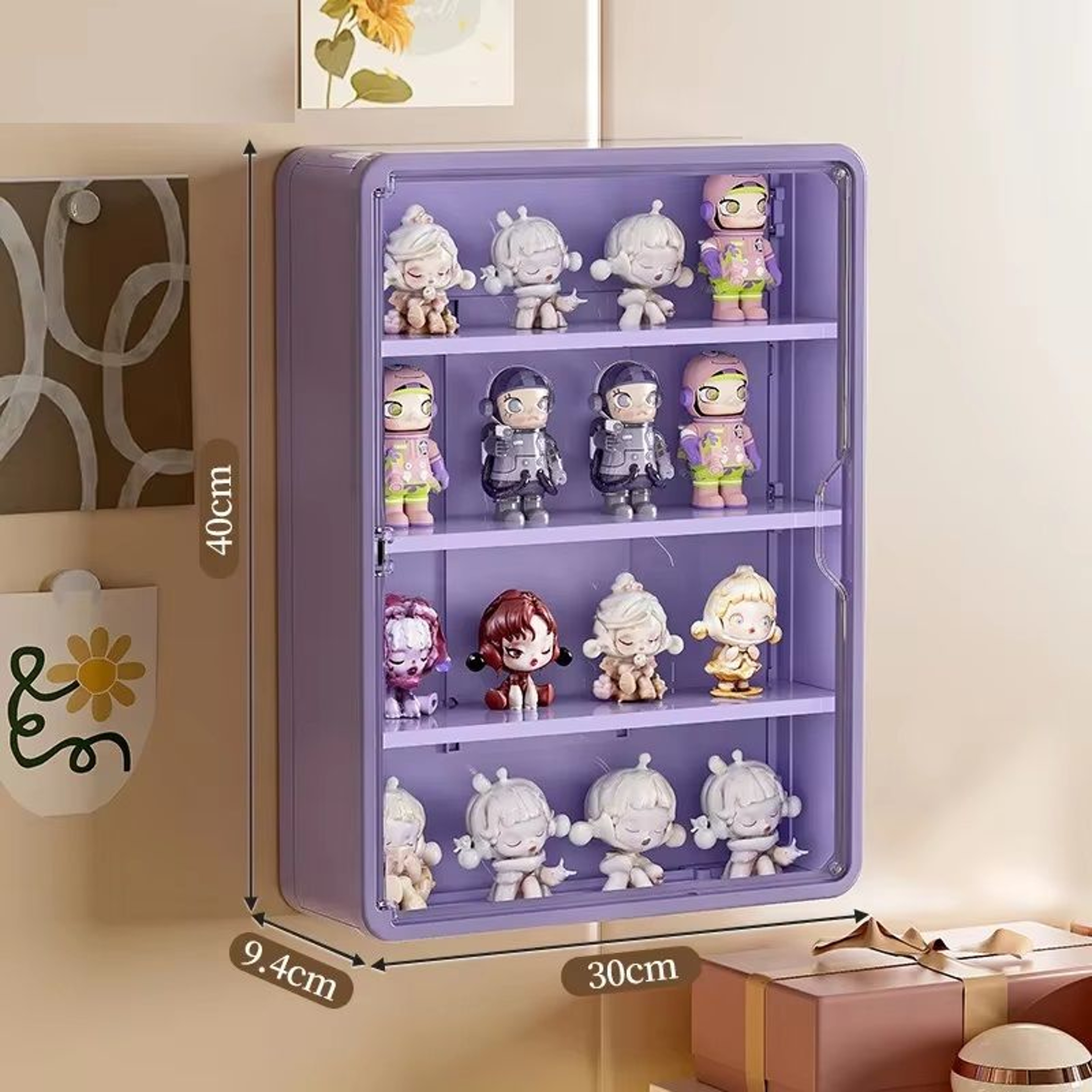 Wall Mounted Doll Blind Box Storage Rack Figurine Display Cabinet Dustproof Doll Display Organizer