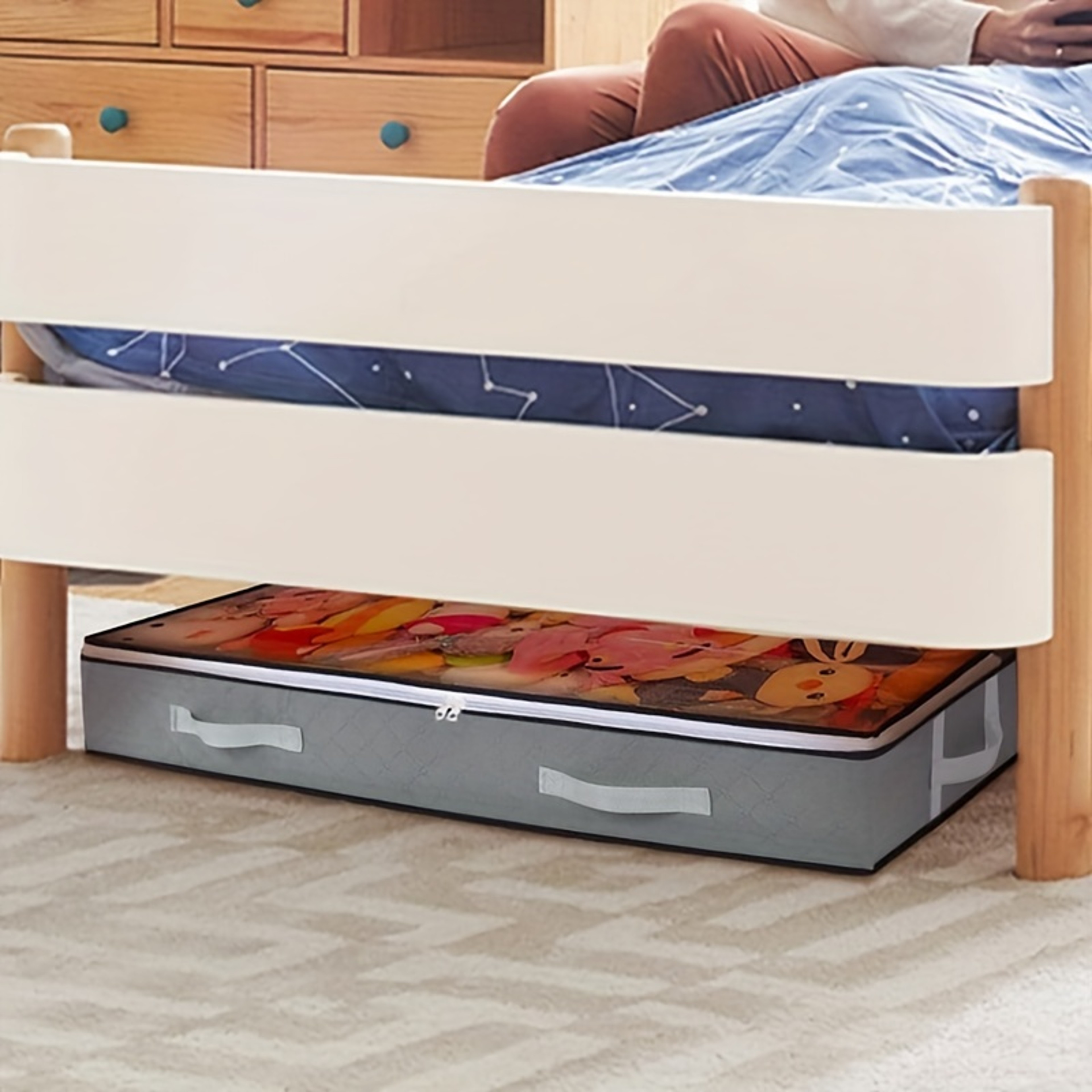 Dustproof Under Bed Storage Box, Reinforced Handles for Comforter, Bedding, Pillow, Blanket, Toys, Bedroom Accessories – view 5