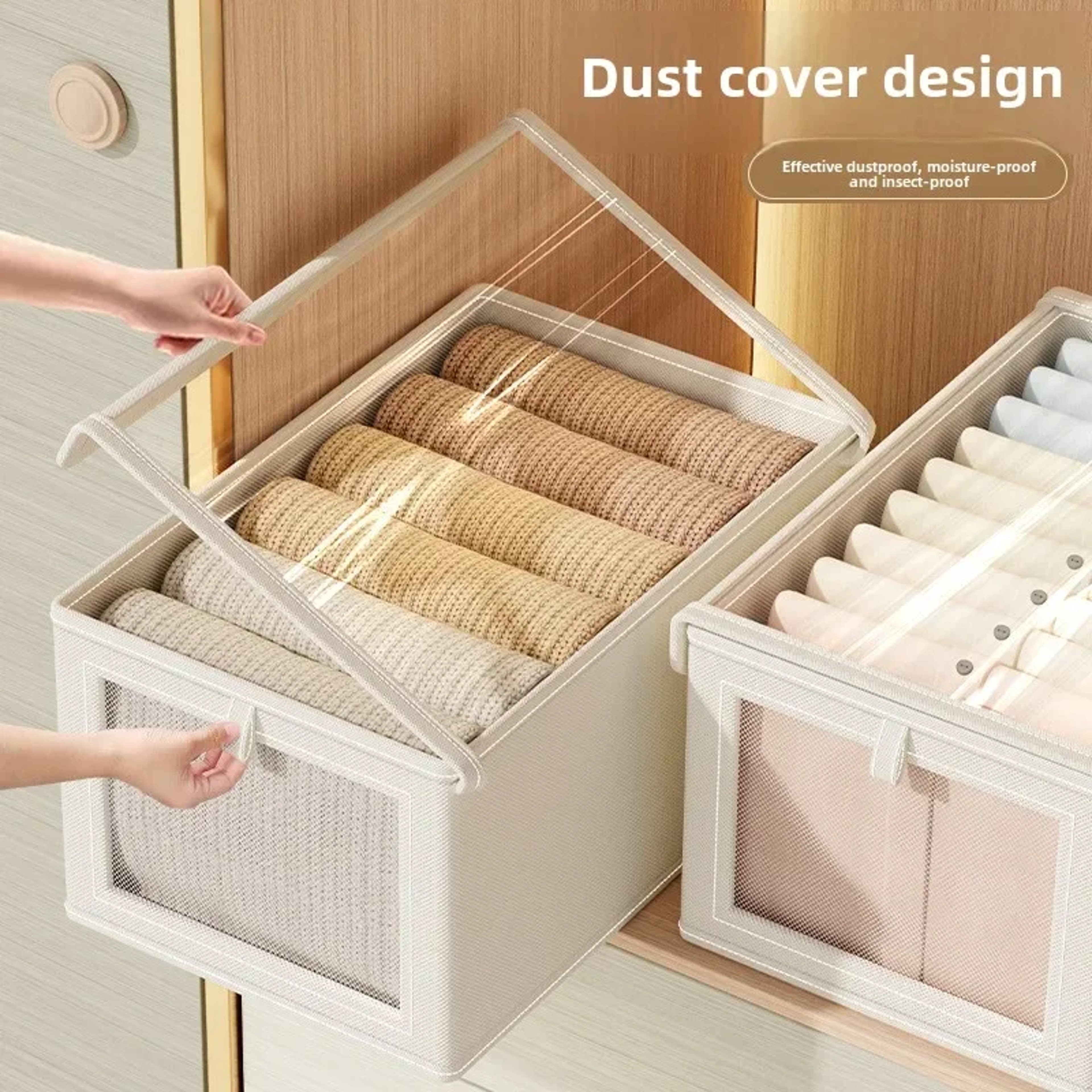 Large Foldable Canvas Storage Box With Clear Window Organize And Store Clothing SpaceSaving Home Cl 0