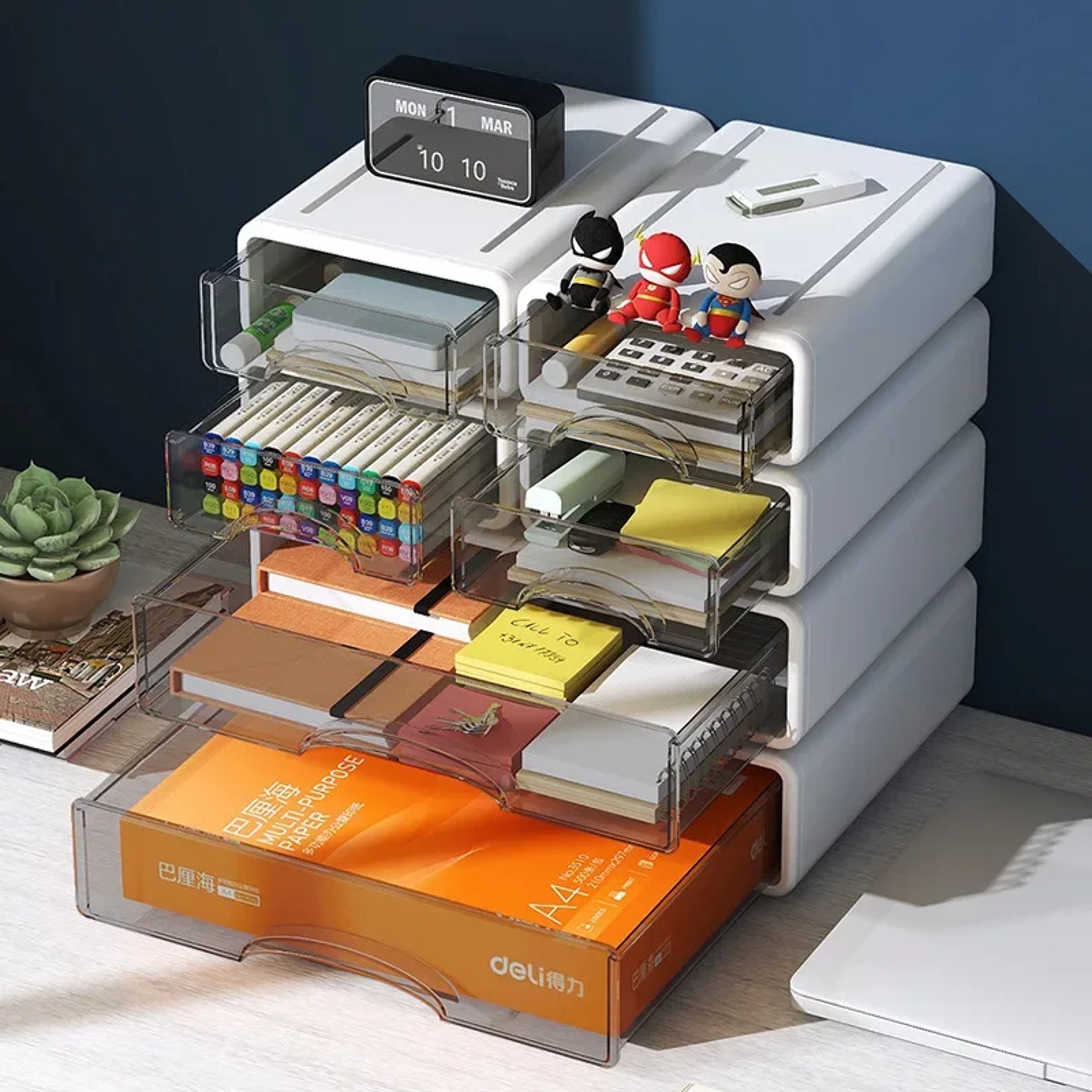Plastic Box Desktop Organizer Drawer Stackable Jewelry Storage Large Office Storage Box Dustproof M 2