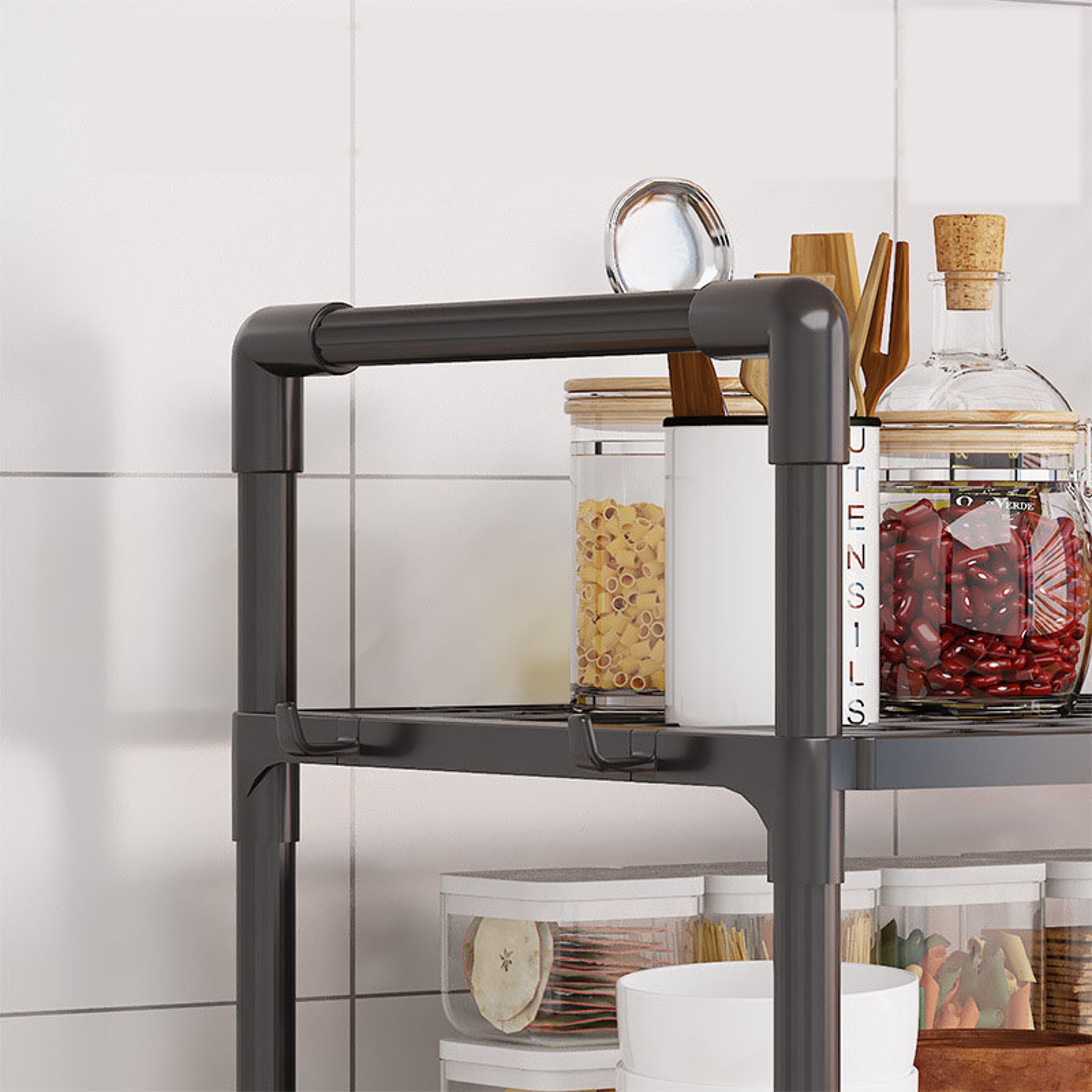 MultiLayer Kitchen Storage Rack Microwave Shelf Condiment Organizer Countertop Tidying Shelf Access