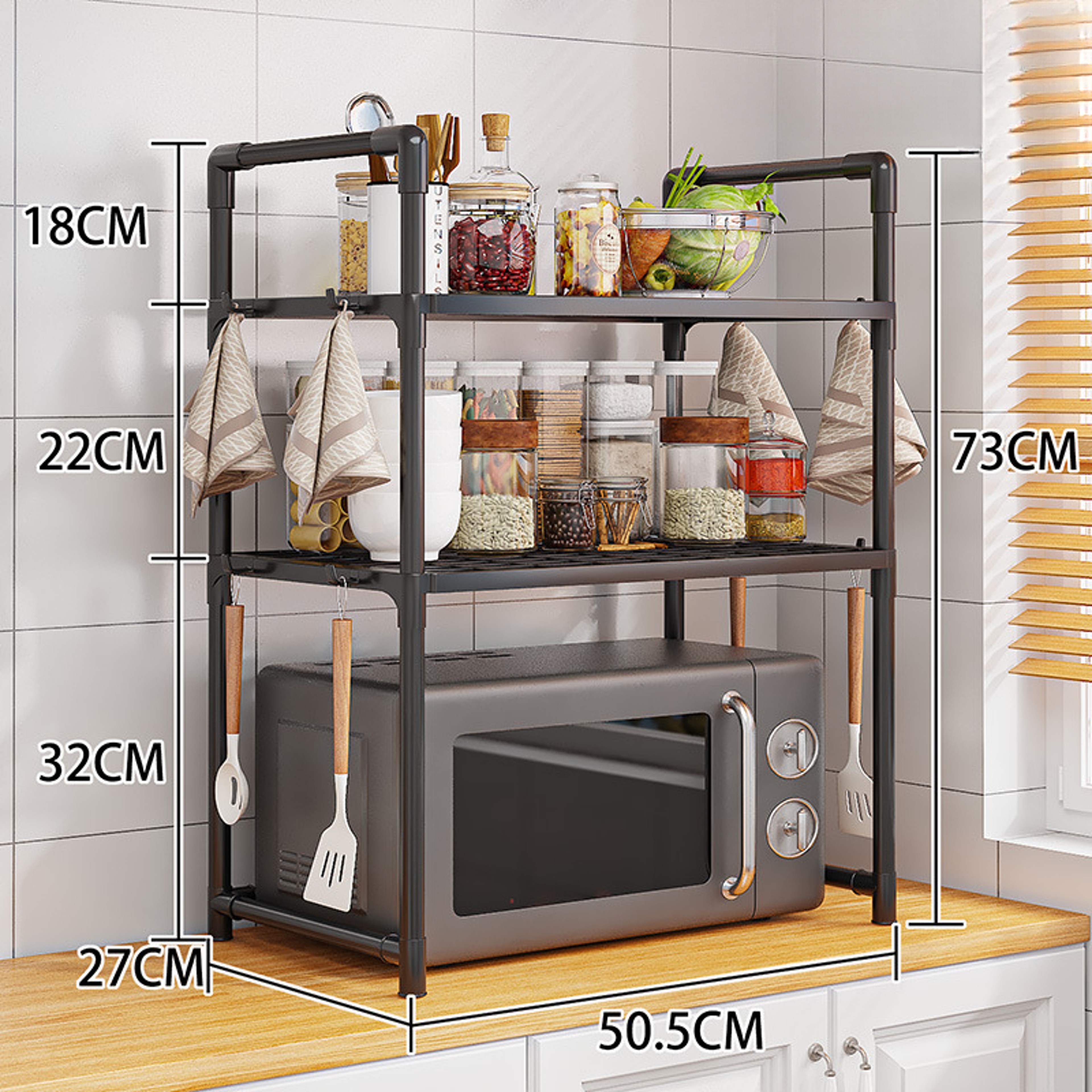 MultiLayer Kitchen Storage Rack Microwave Shelf Condiment Organizer Countertop Tidying Shelf Access