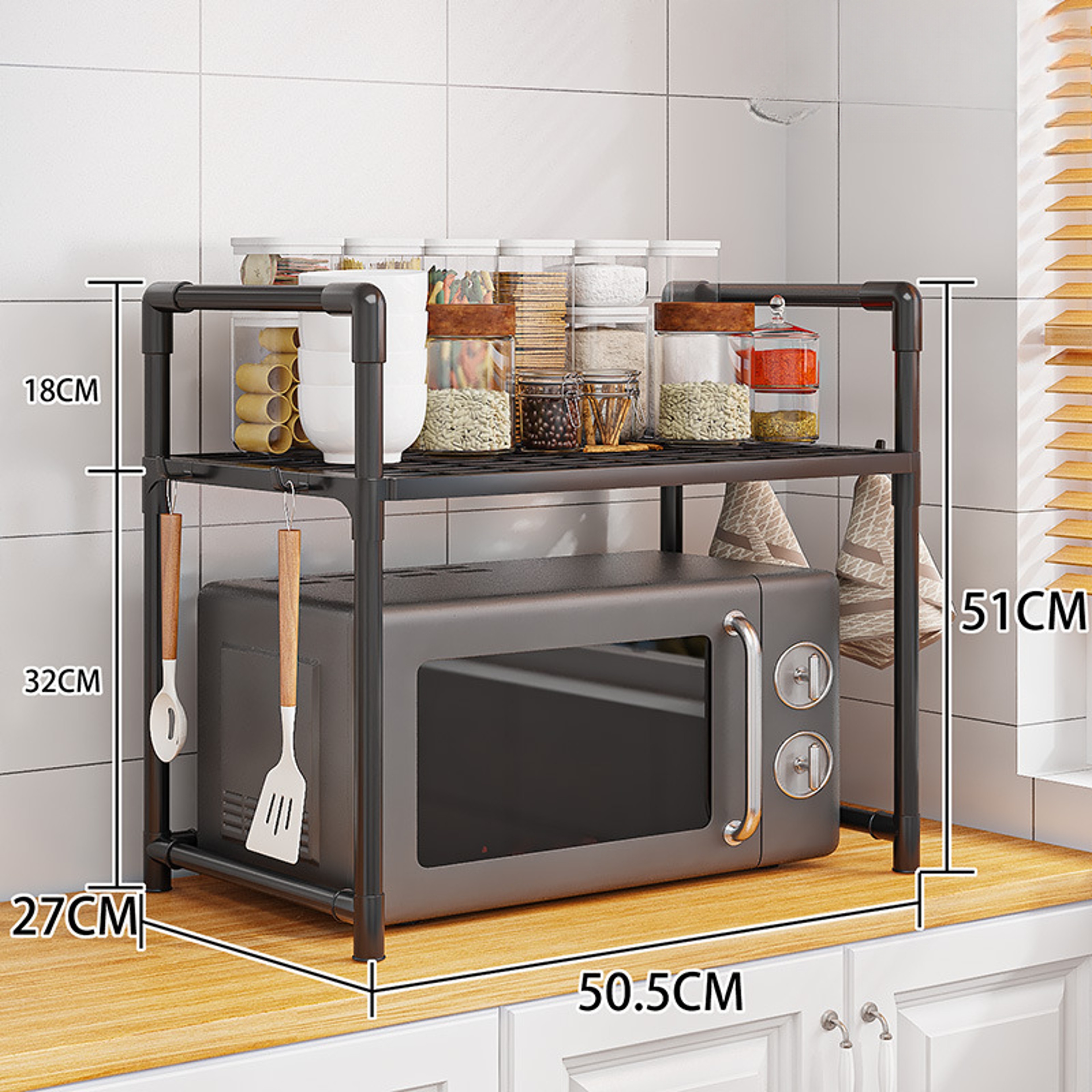 MultiLayer Kitchen Storage Rack Microwave Shelf Condiment Organizer Countertop Tidying Shelf Access