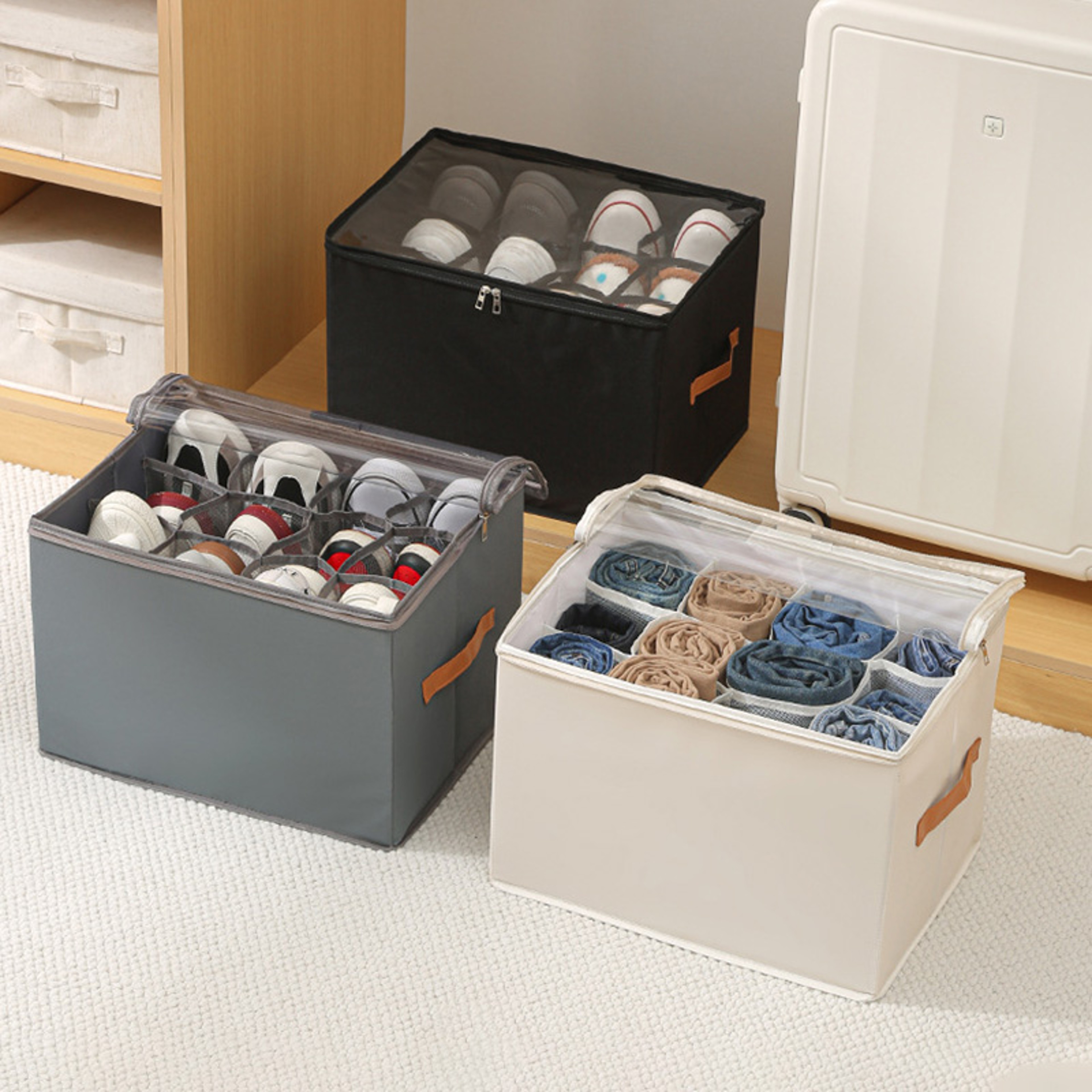 Multiple Lattices Shoes Storage Box, Foldable Separated Shoes Box, Large Capacity, Shoe Dispenser, Shoes Organizer – view 1