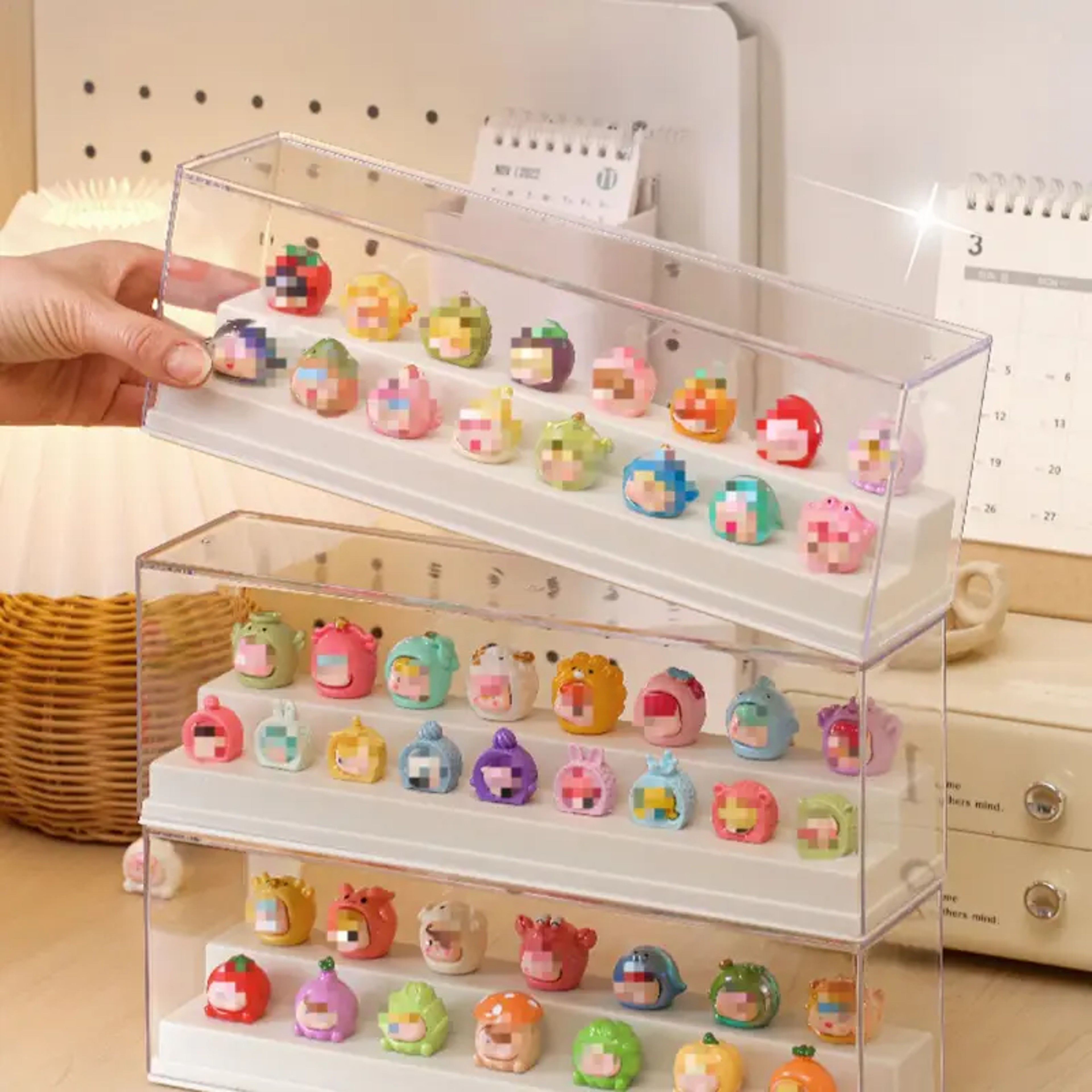 Mini Ornaments Storage Display Stand, Transparent Dust-proof Figure Display Cabinet, Small Doll Storage Box – view 3