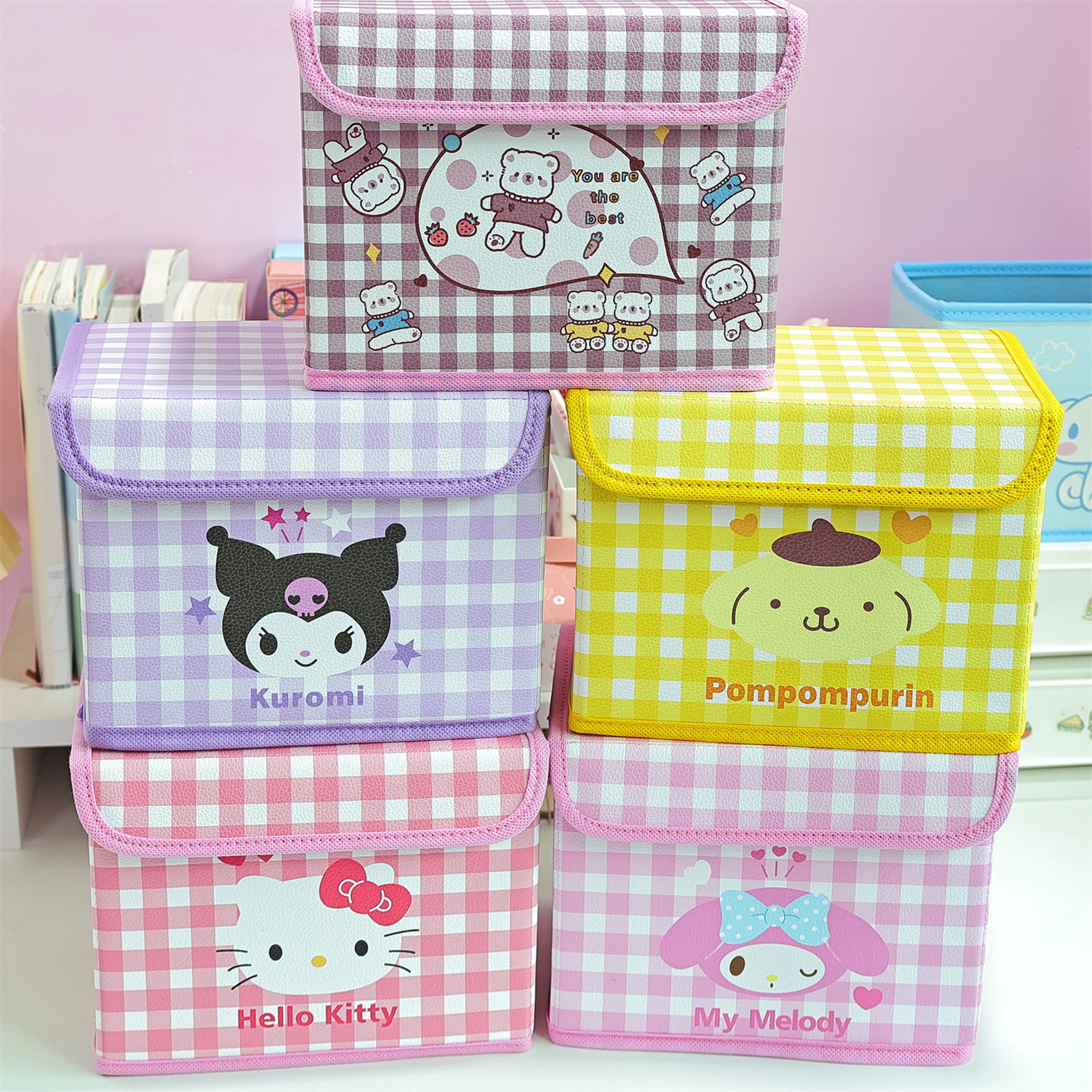 Desktop Storage Box Hello Kitty Cinnamoroll Flattenable Toy Organizer Underwear Cosmetic Stationery 0
