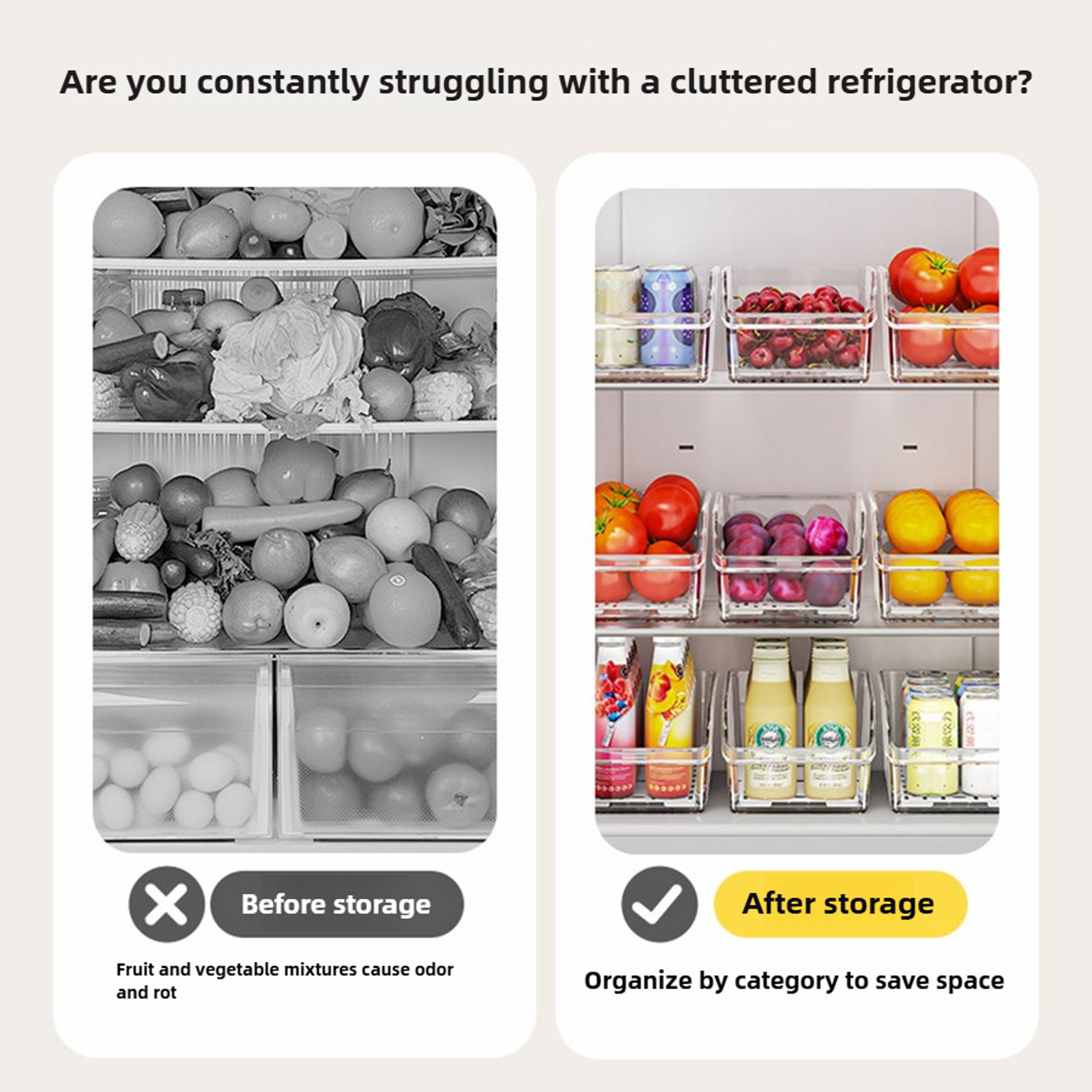 Clear Fridge Organizer Bins Refrigerator Organizer For Food Vegetables Drinks Fridge Storage Contai 3