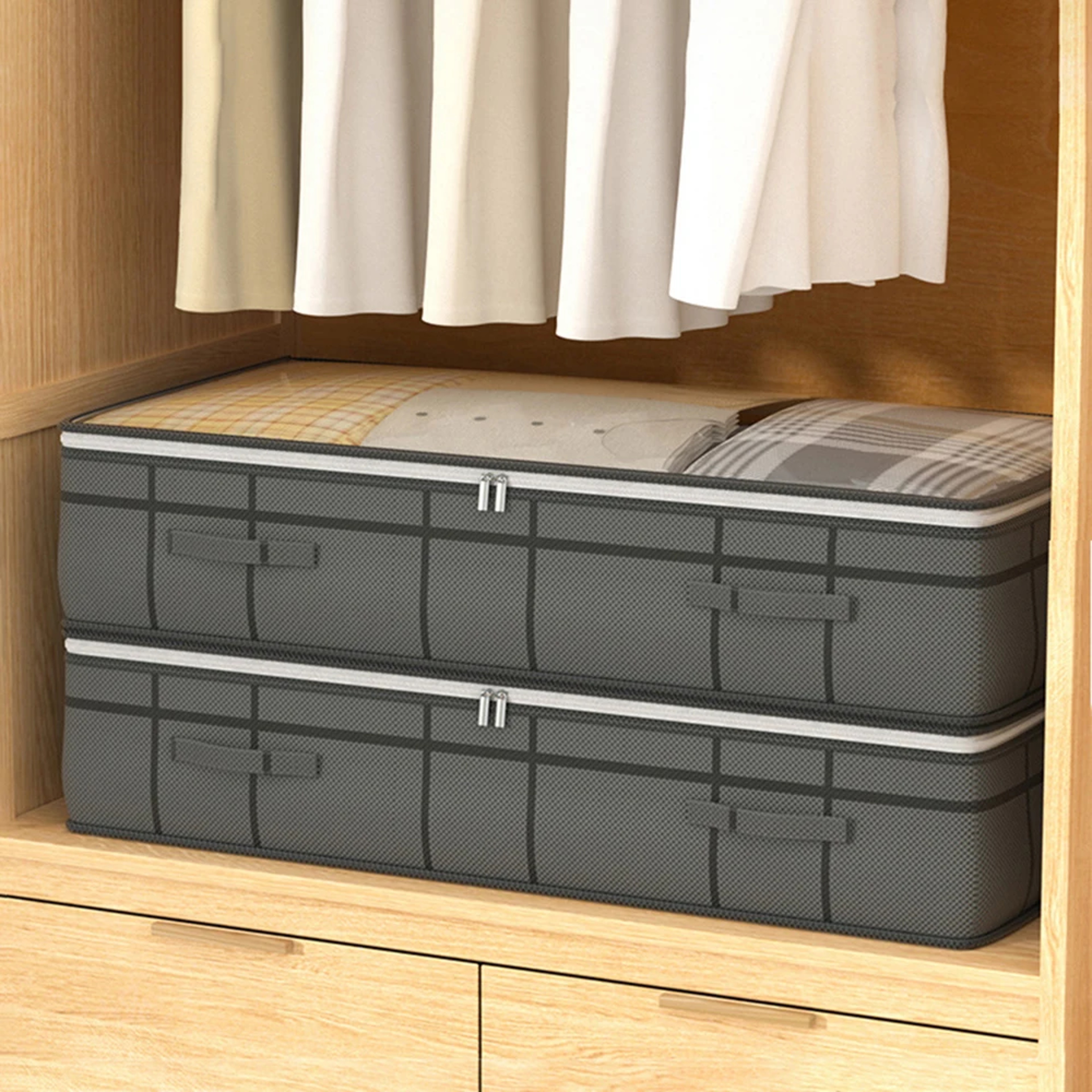 Foldable NonWoven Bed Bottom Storage Bag Large Capacity Clothing  Blanket Storage Bag Tidy Bedroom