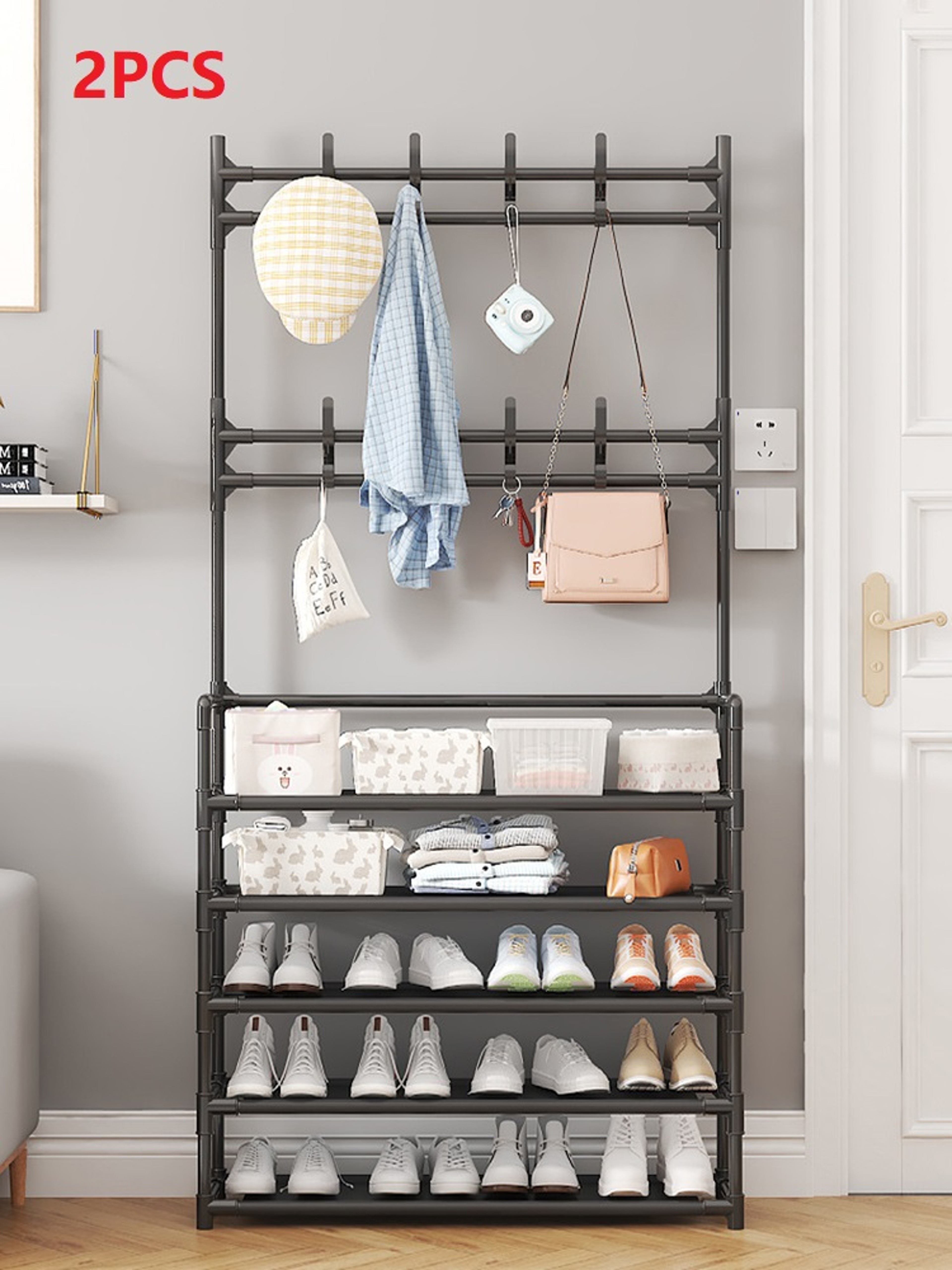 Five Layer Shoe Rack, Simple Shoe Rack, Multifunctional Clothes Rack, Household Integrated Storage Rack, 2 piece Coat – view 10