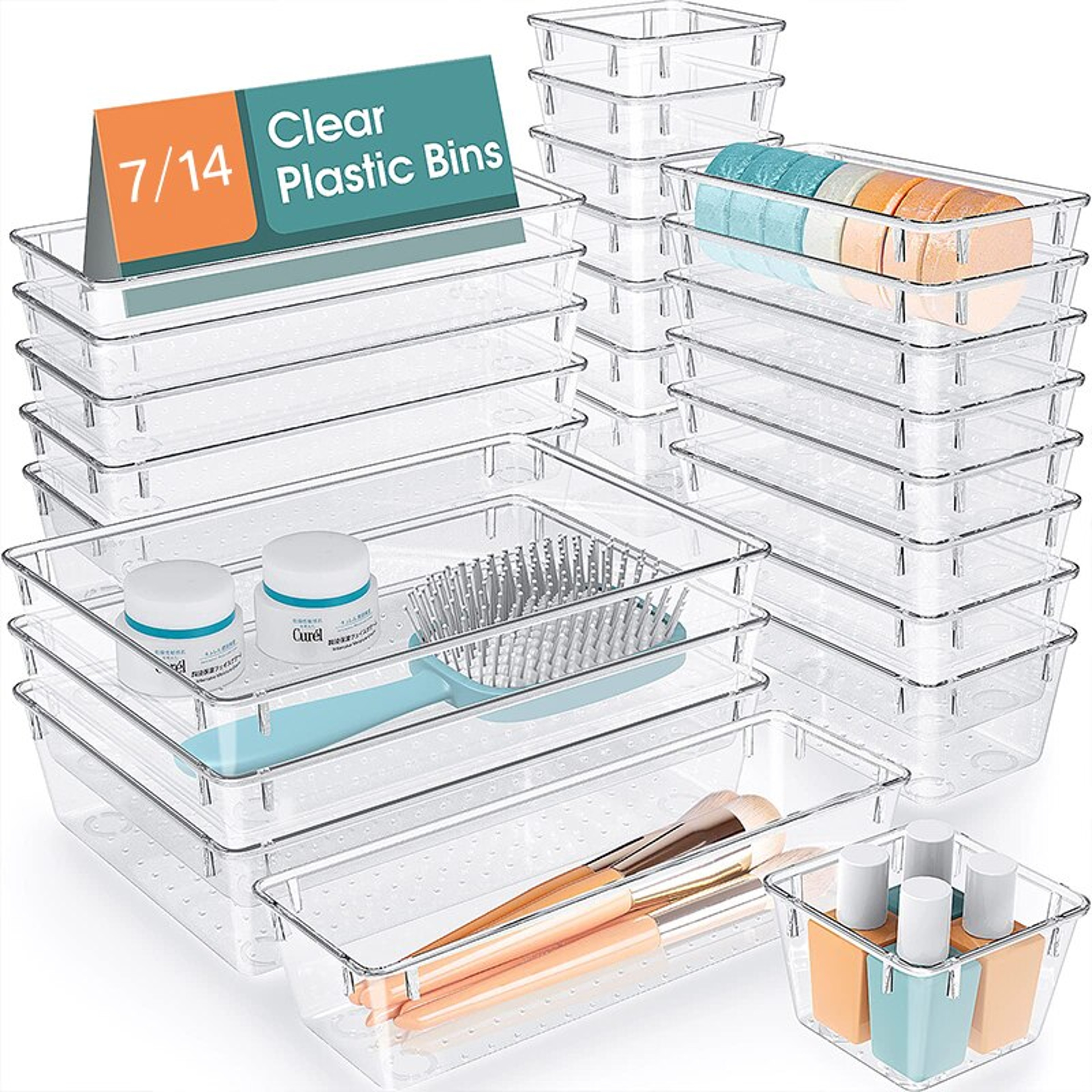 Drawer Organizers Set For Bedroom Dresser Clear Plastic Desk Dividers Office Storage Box For Makeup 0