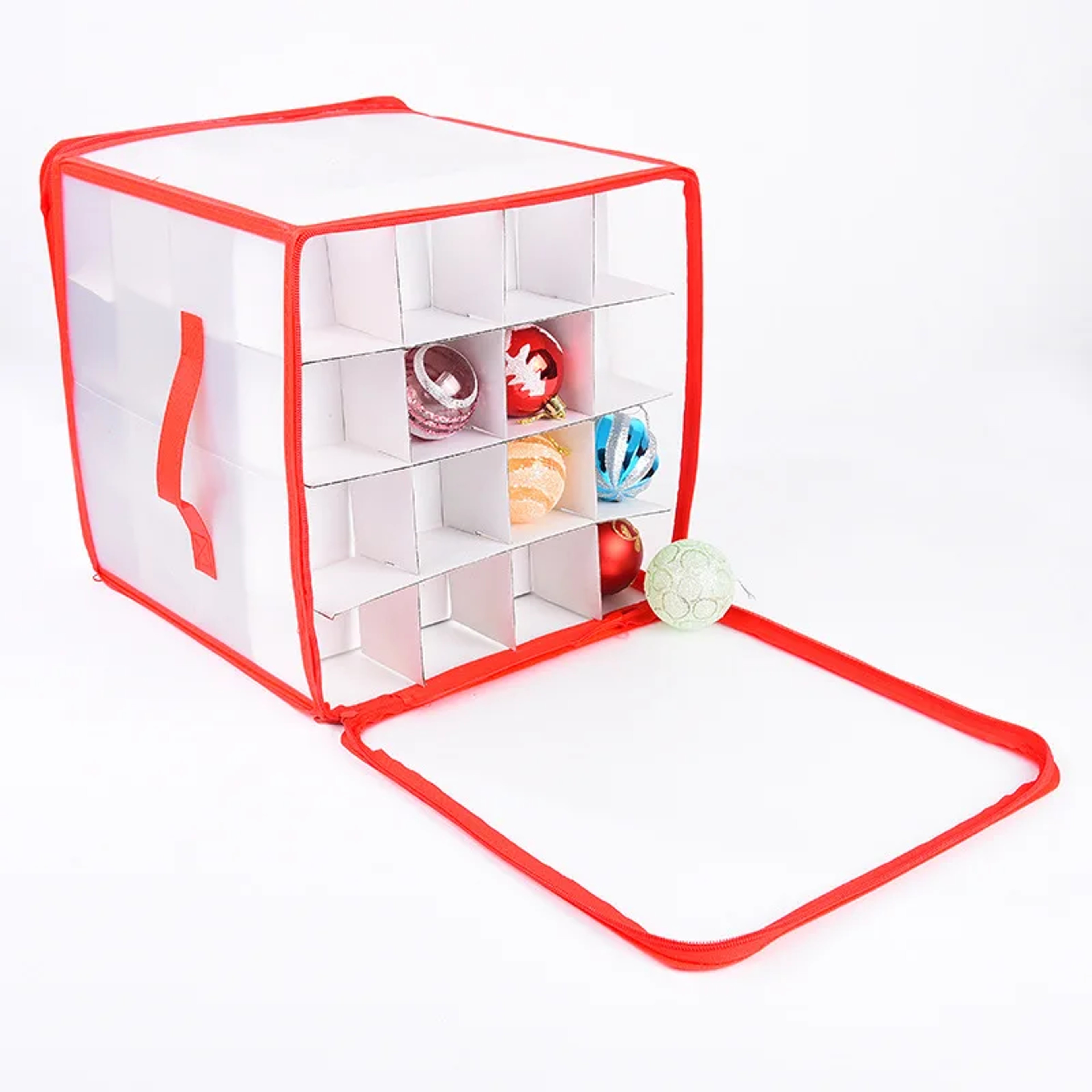 Christmas Ornament Storage Box With Zipper Xmas Ball Storage Tote Box For Ornaments Secure And Conv 0