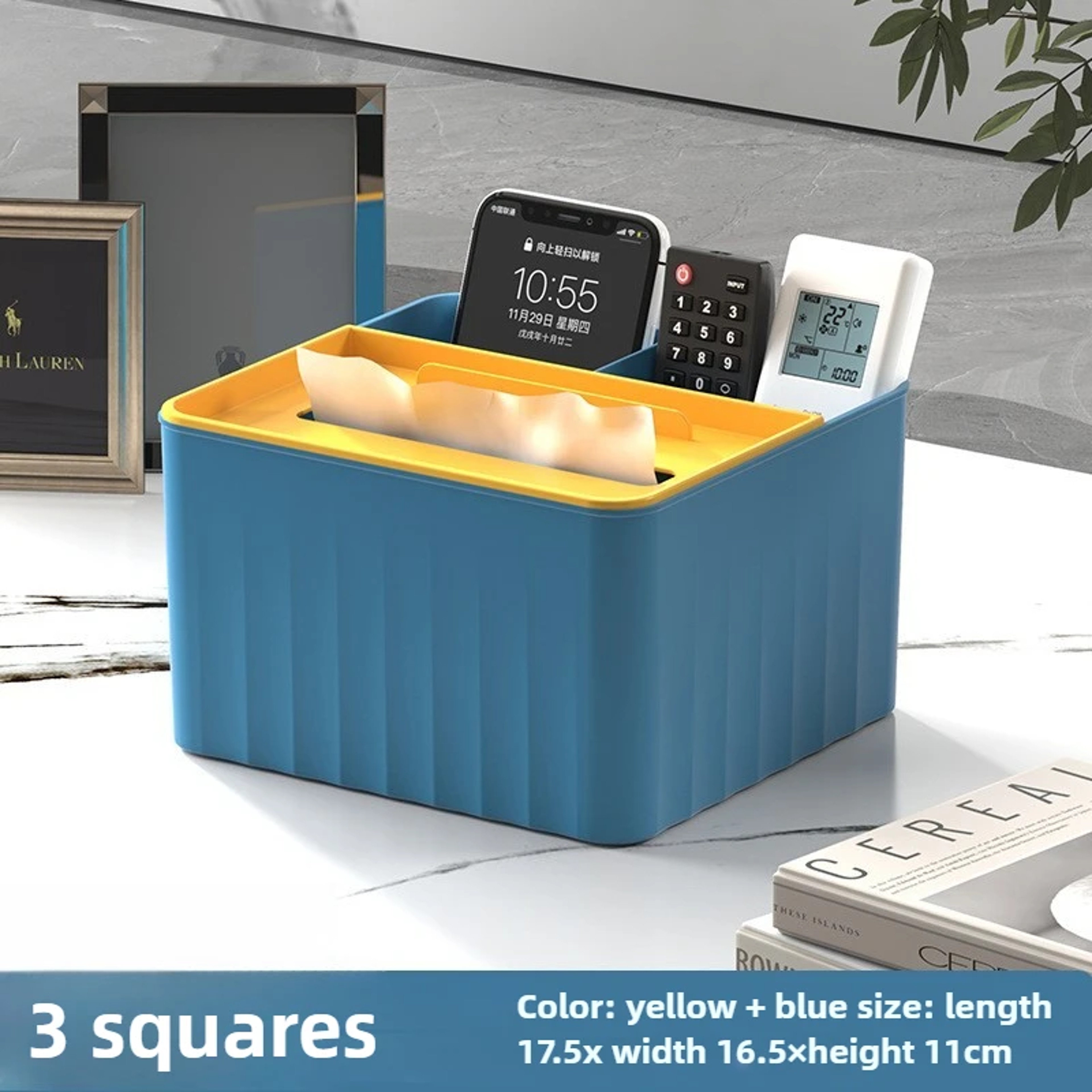 Multifunctional Desktop Tissue Storage Box, Remote Control Organizer, Living Room & Coffee Table Storage Box for Easy – view 7