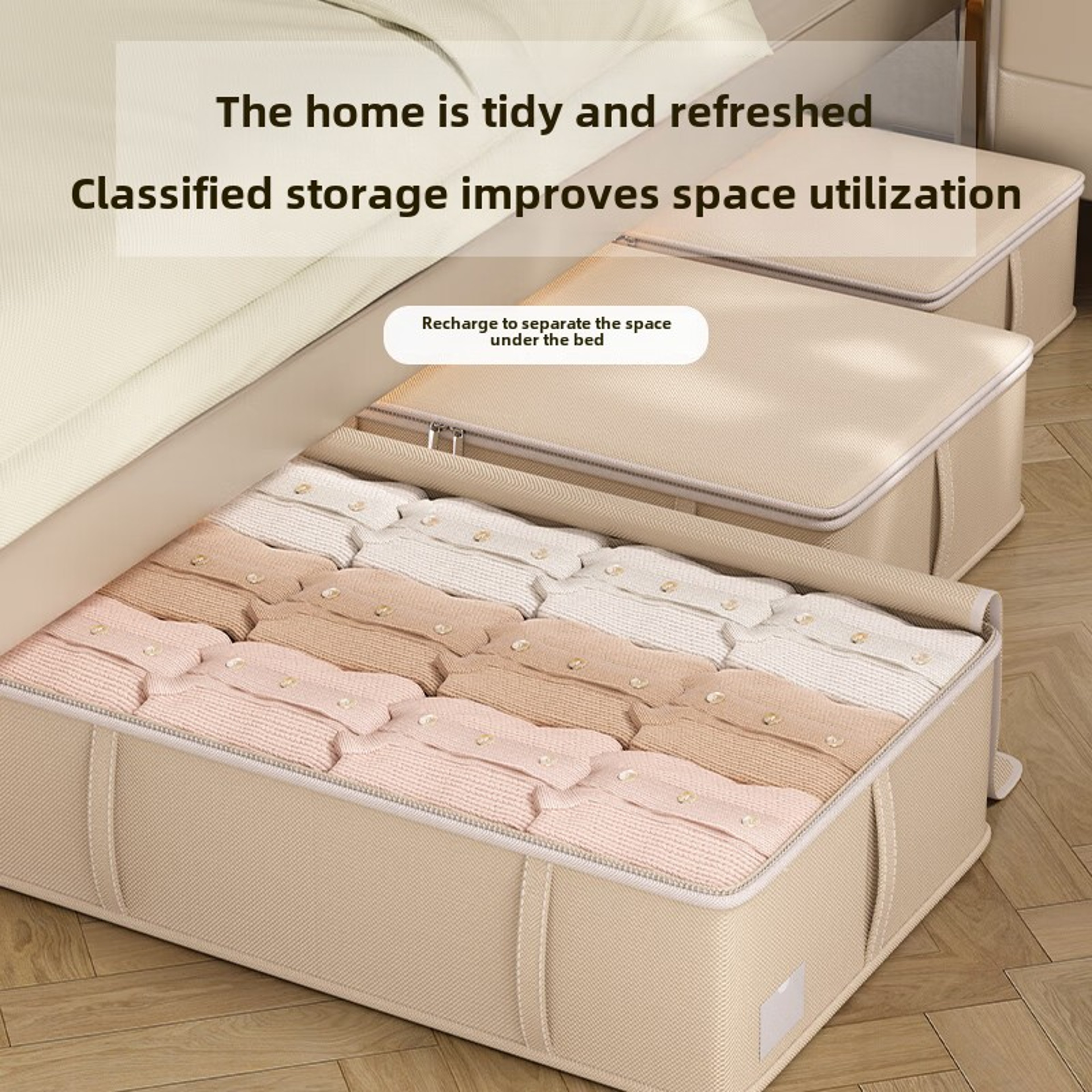 Oxford Fabric Board Underbed Storage Box Flat Drawer Design For Seasonal Clothes And Blankets Home