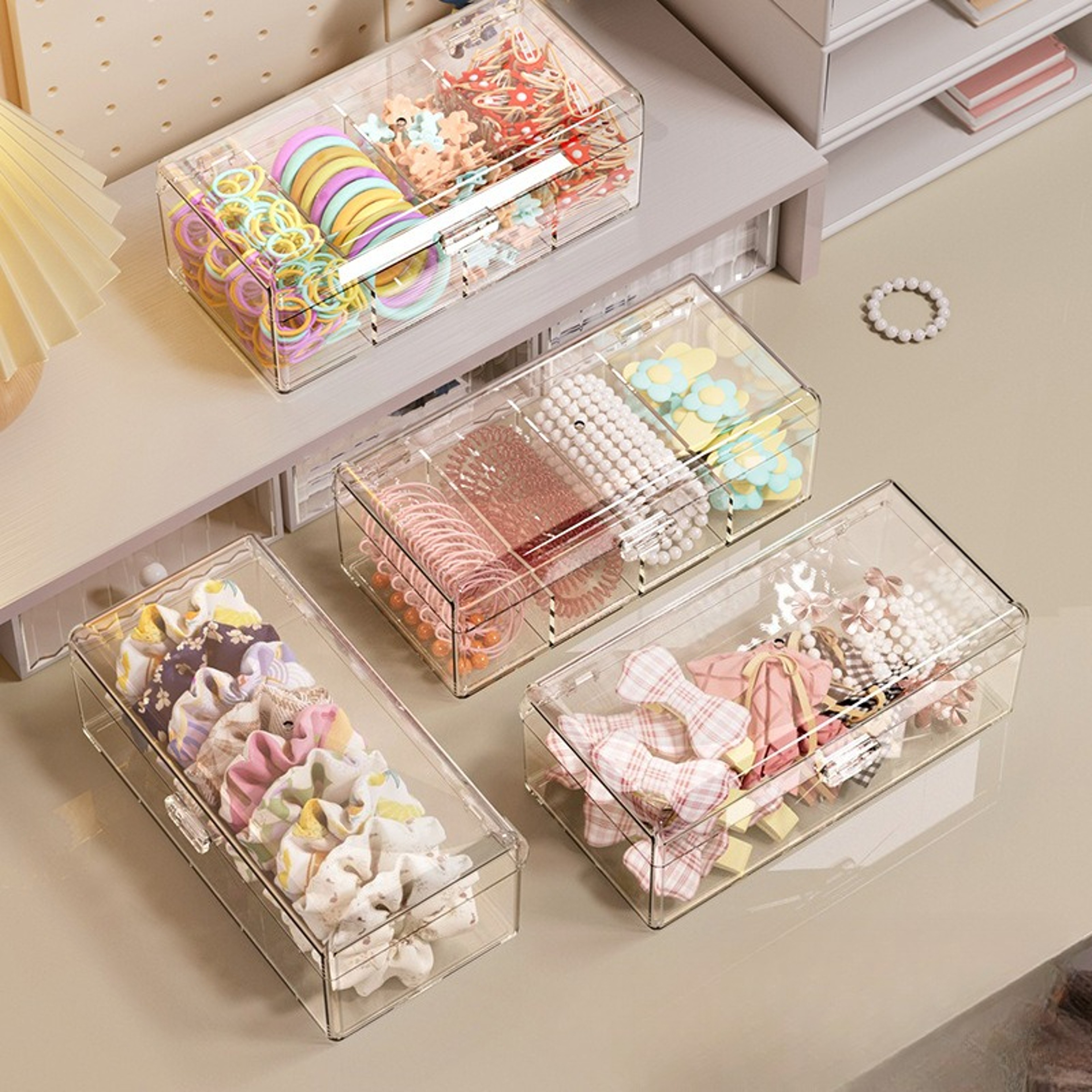 Hair Accessories Organizer Acrylic Storage Box Clear Hair Tie Organizer For Headband Cosmetic Stora 0
