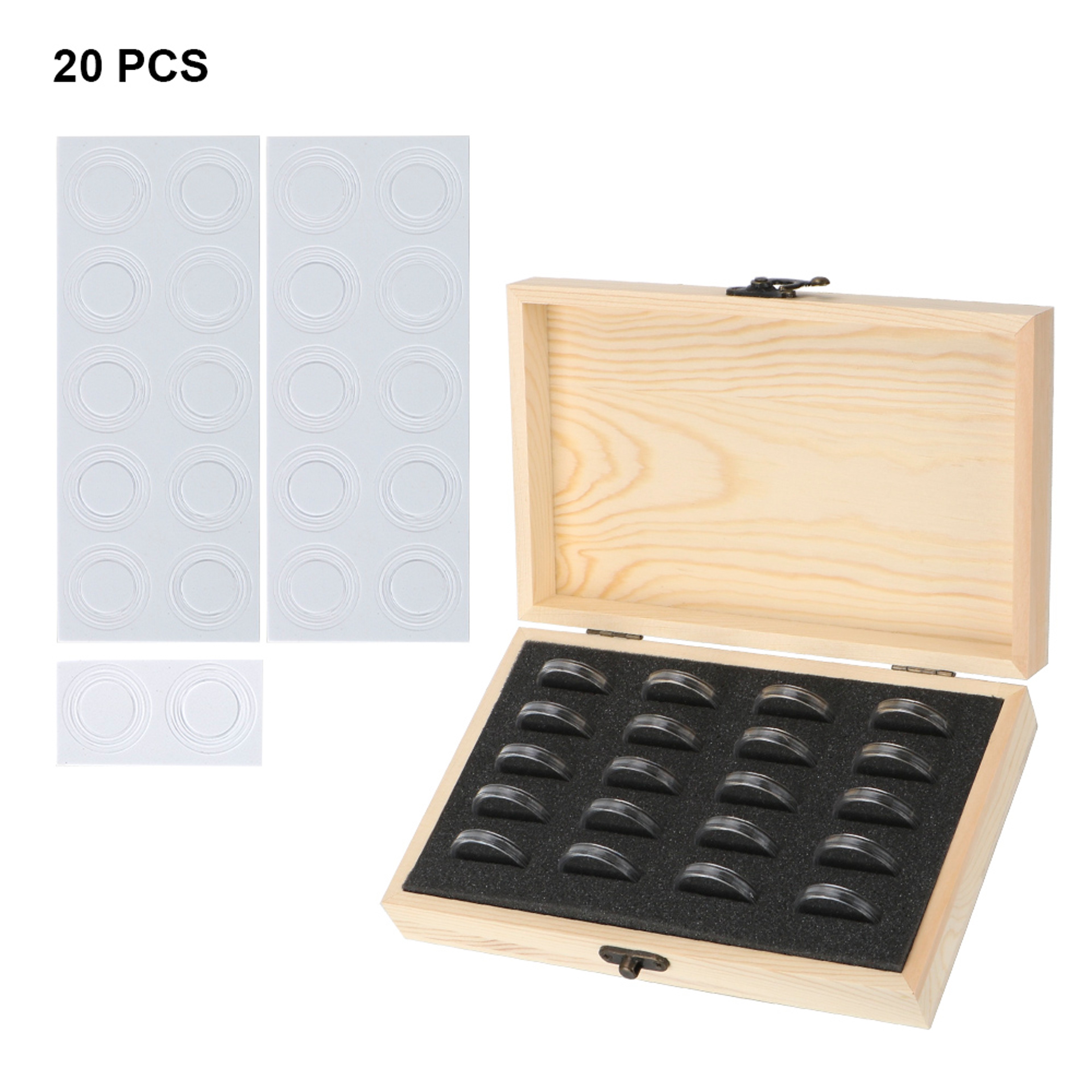 Adjustable Wooden Coin Storage Box Commemorative Coin Holder With Adjustment Pad Coin Collection Ca 6