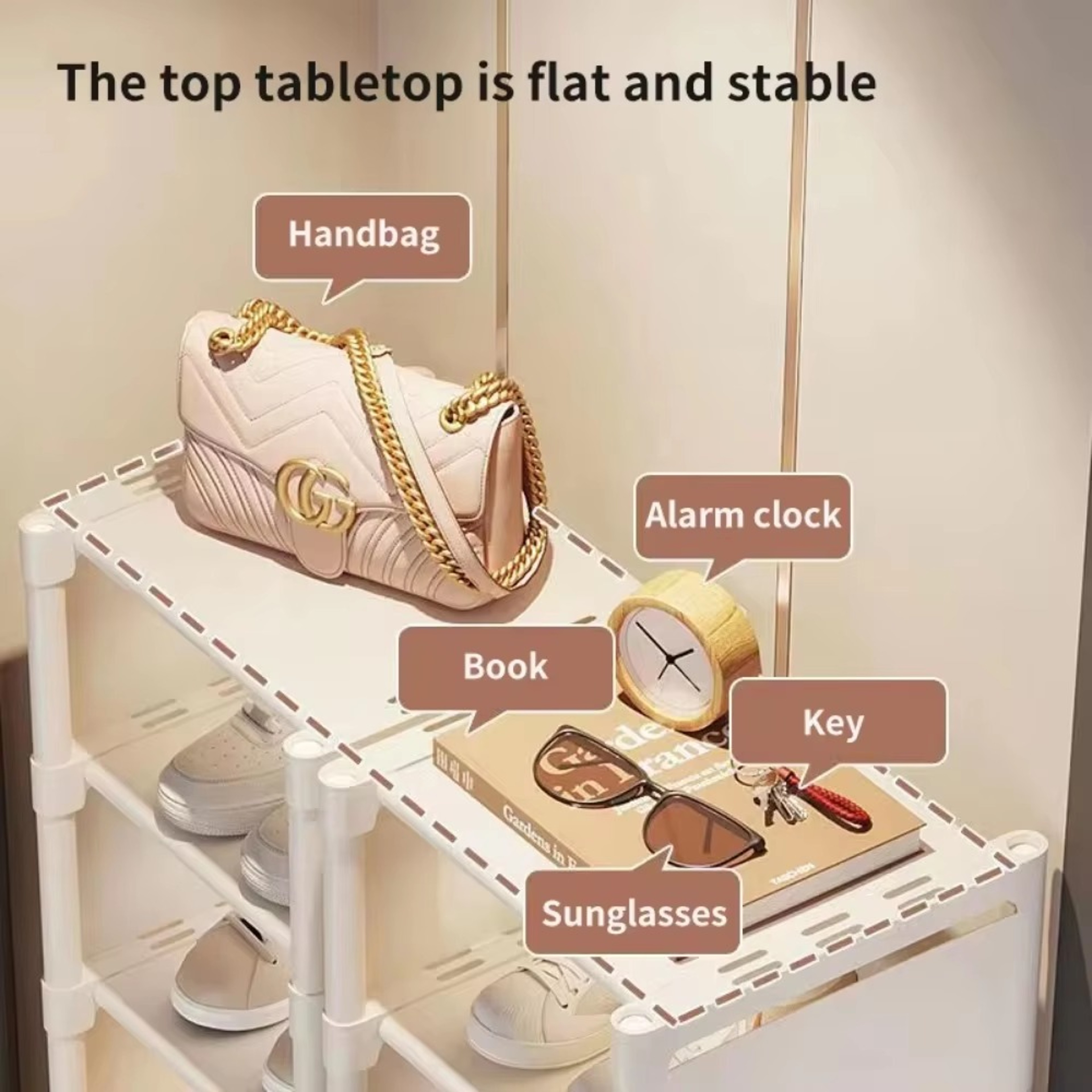 MultiLayer Shoe Cabinet Stackable Adjustable Storage Cabinet For Corner Entrances Compartment Cloth