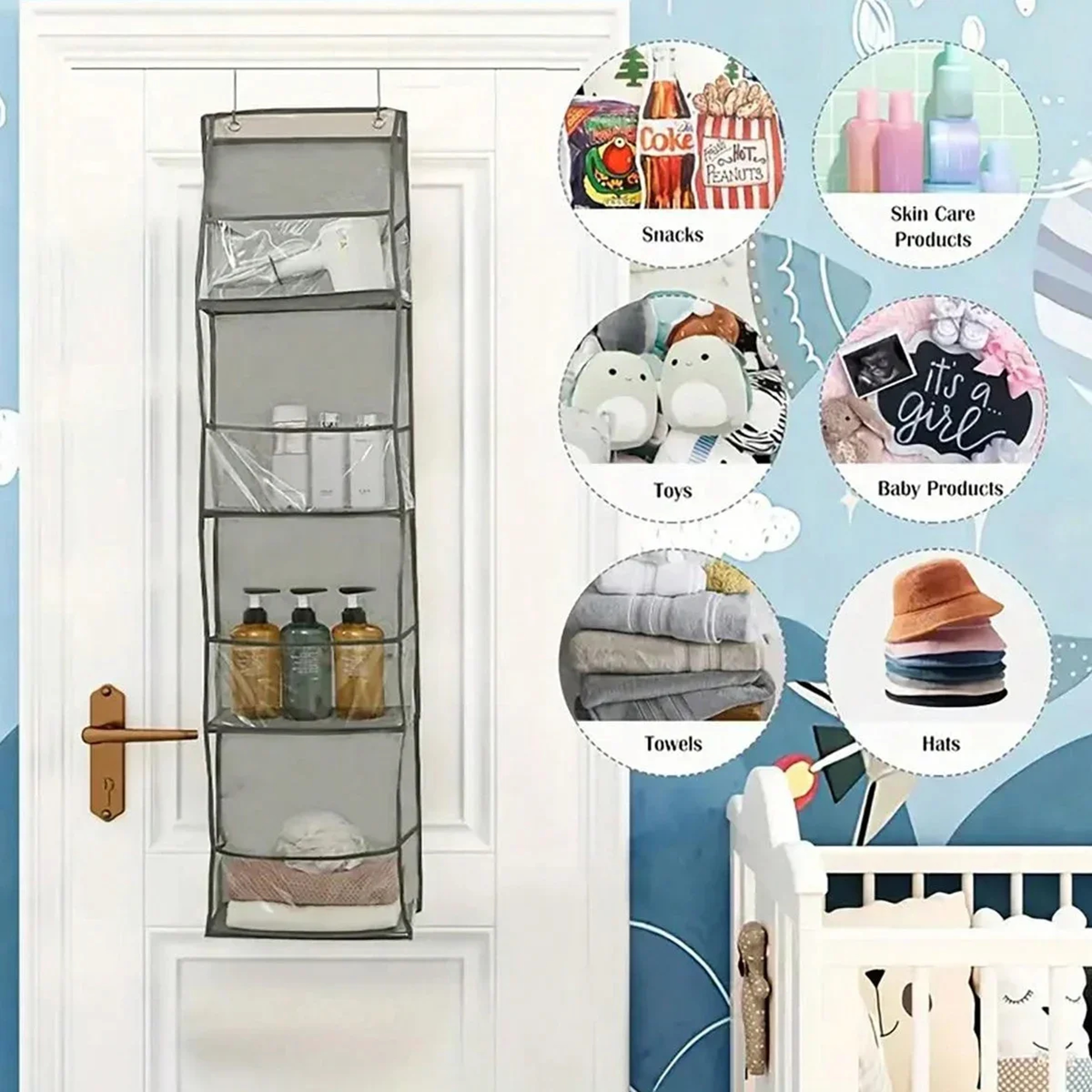 Multifunctional Fabric Storage Bags Hanging Bag Organizer For Behind The Door Underwear Bra Pants C 2