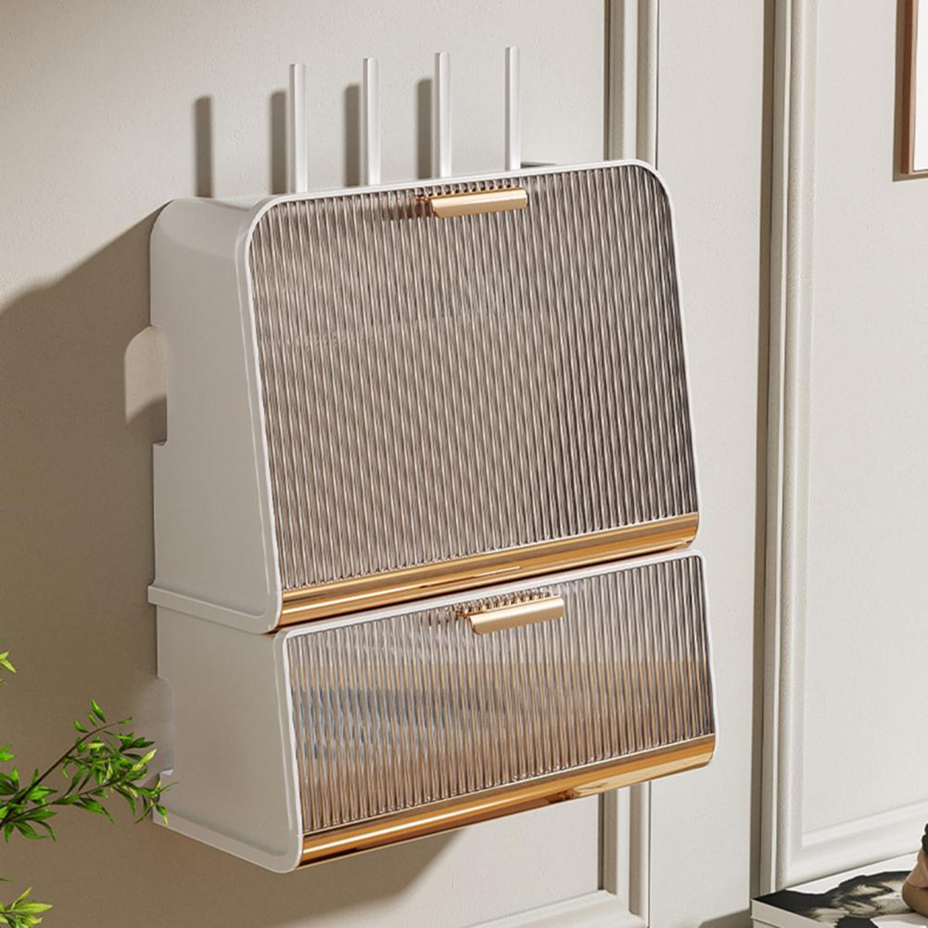 Storage Case WiFi Router Shelf with Large Capacity, Dustproof Visible Design, Smooth Edge Simple Appearance Save Space – view 3