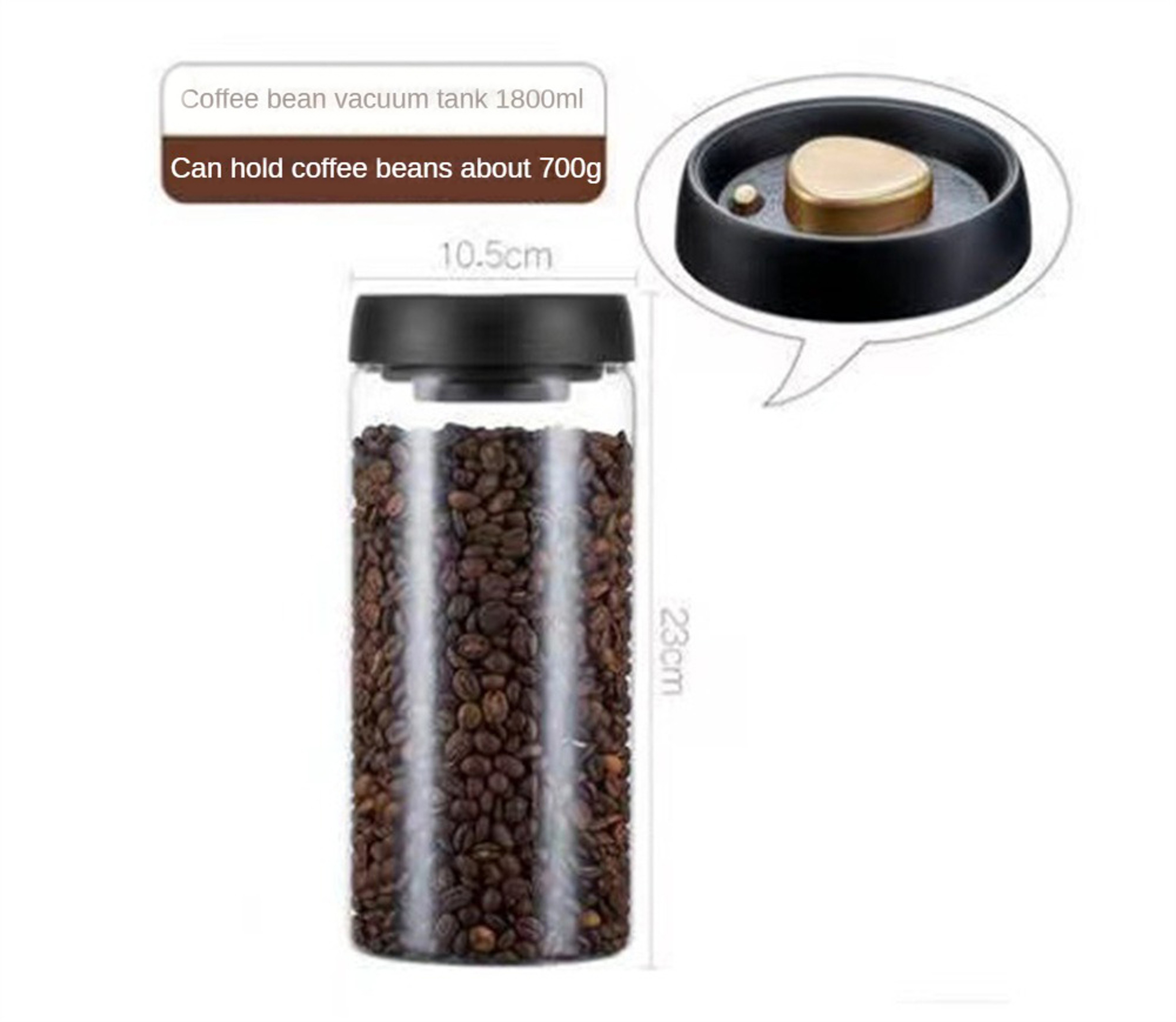 Coffee Beans Vacuum Sealed Tank Household Glass Food Storage Tank Moisture Proof Air Extraction Tra