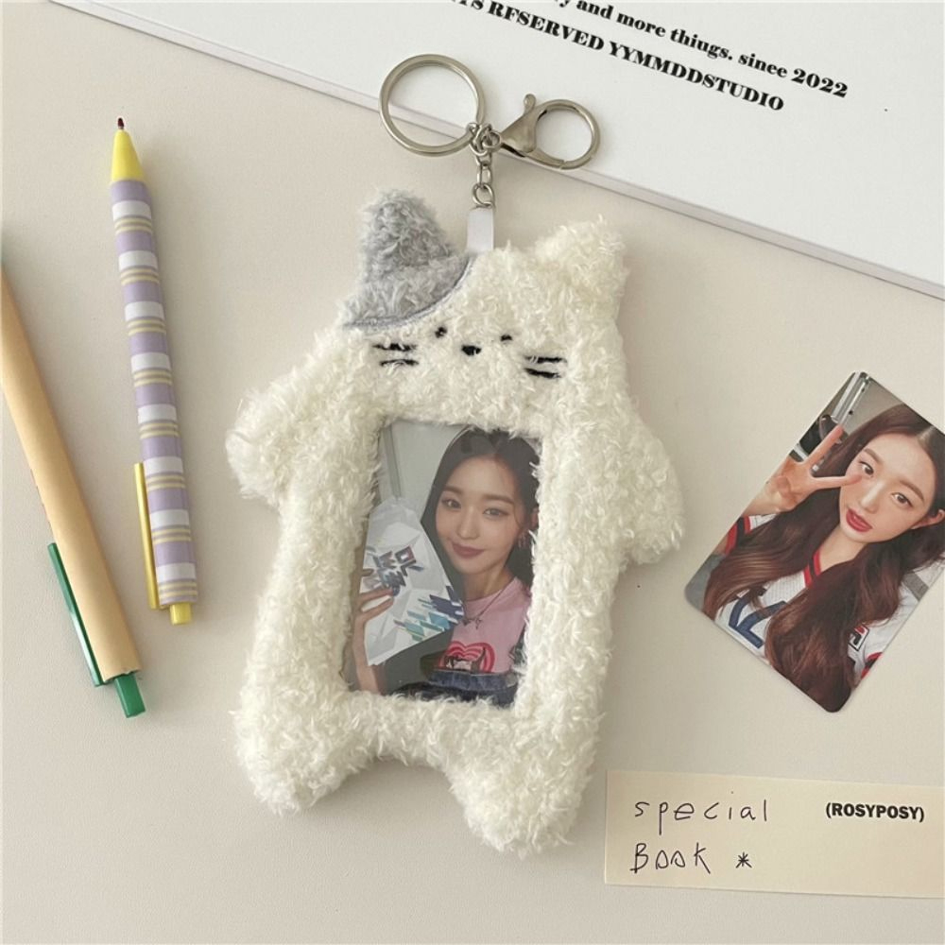 Cute Plush Photocard Case Cartoon Bag Keychain Photo Card Holder Idol Photos Protective Cover Stude 1