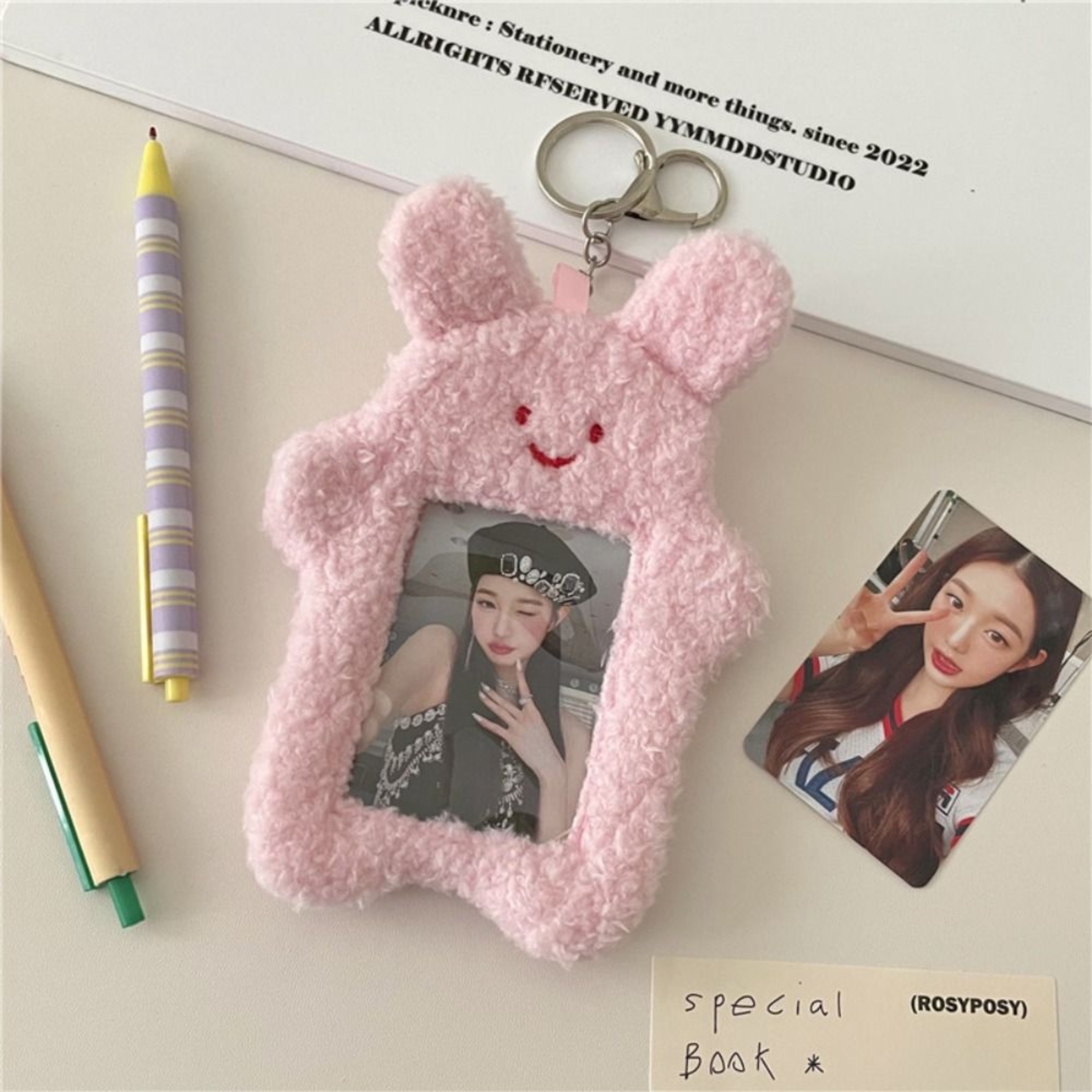 Cute Plush Photocard Case Cartoon Bag Keychain Photo Card Holder Idol Photos Protective Cover Stude 8