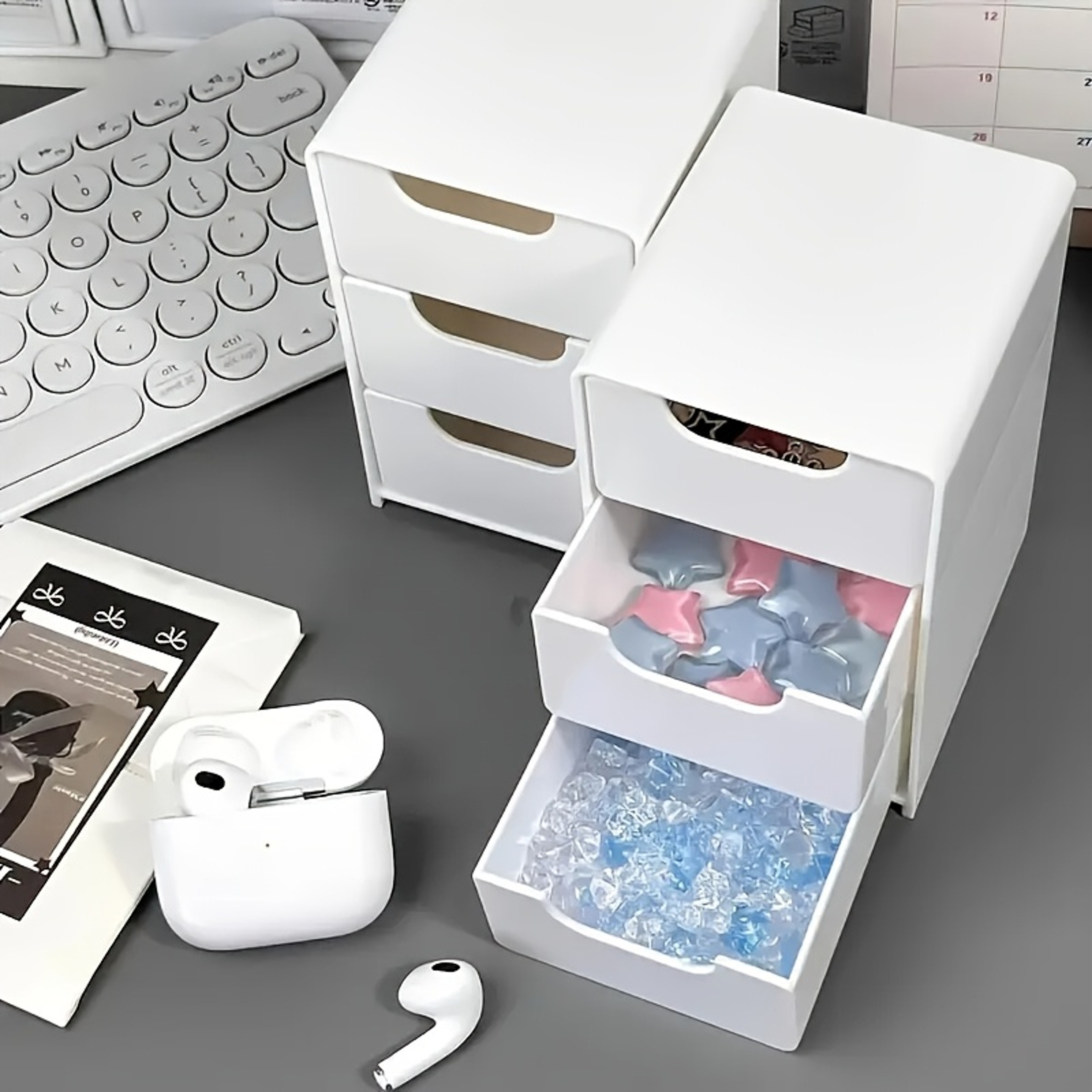 Chic 3Tier Desk Organizer With Drawers Portable Divider Box Ideal For Office Supplies Jewelry Cosme 3
