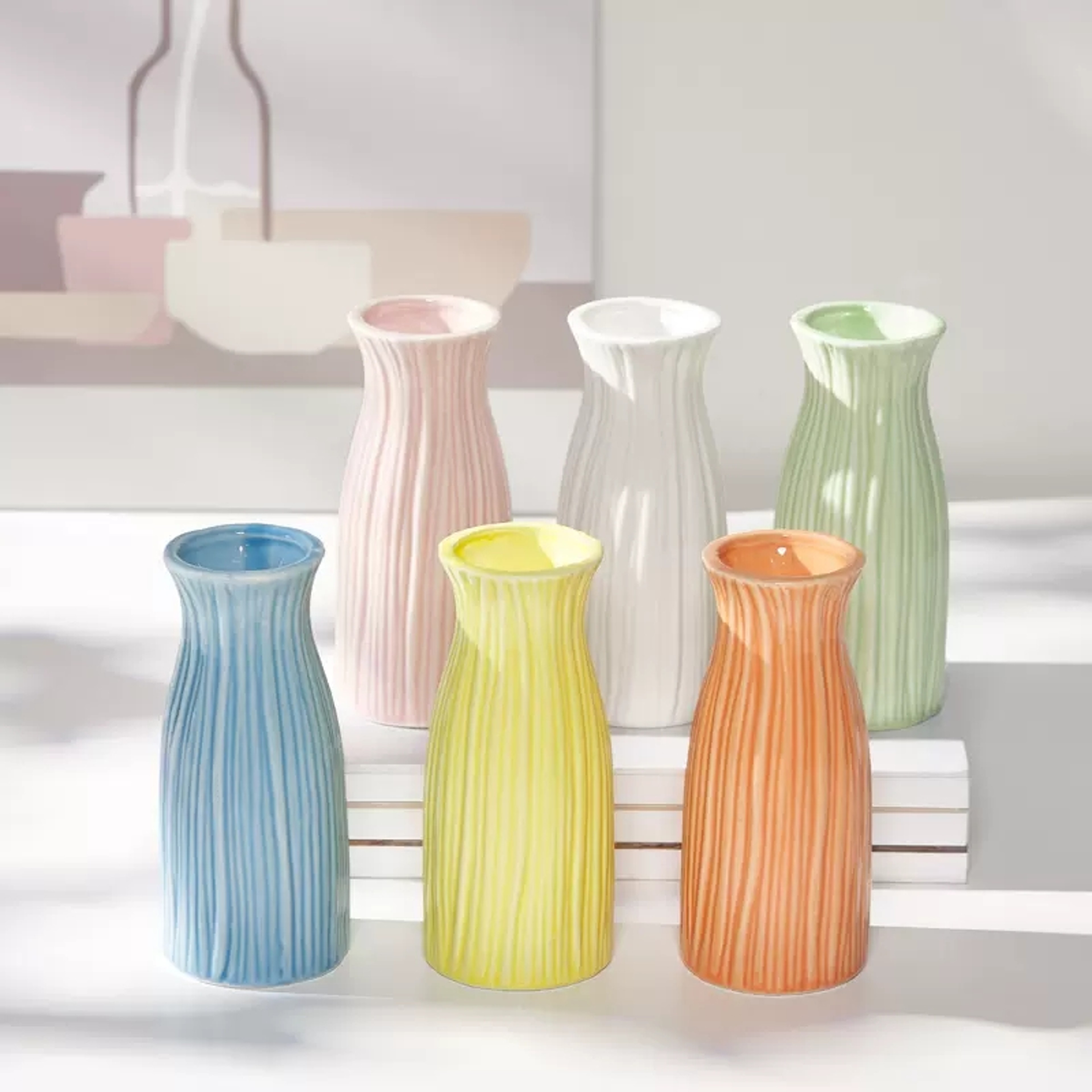 Modern Small Flower Vases, Candy Color Ceramic Bud Vase, for Pampas Grass, Desktop Ornaments, Living Room Decor – view 4