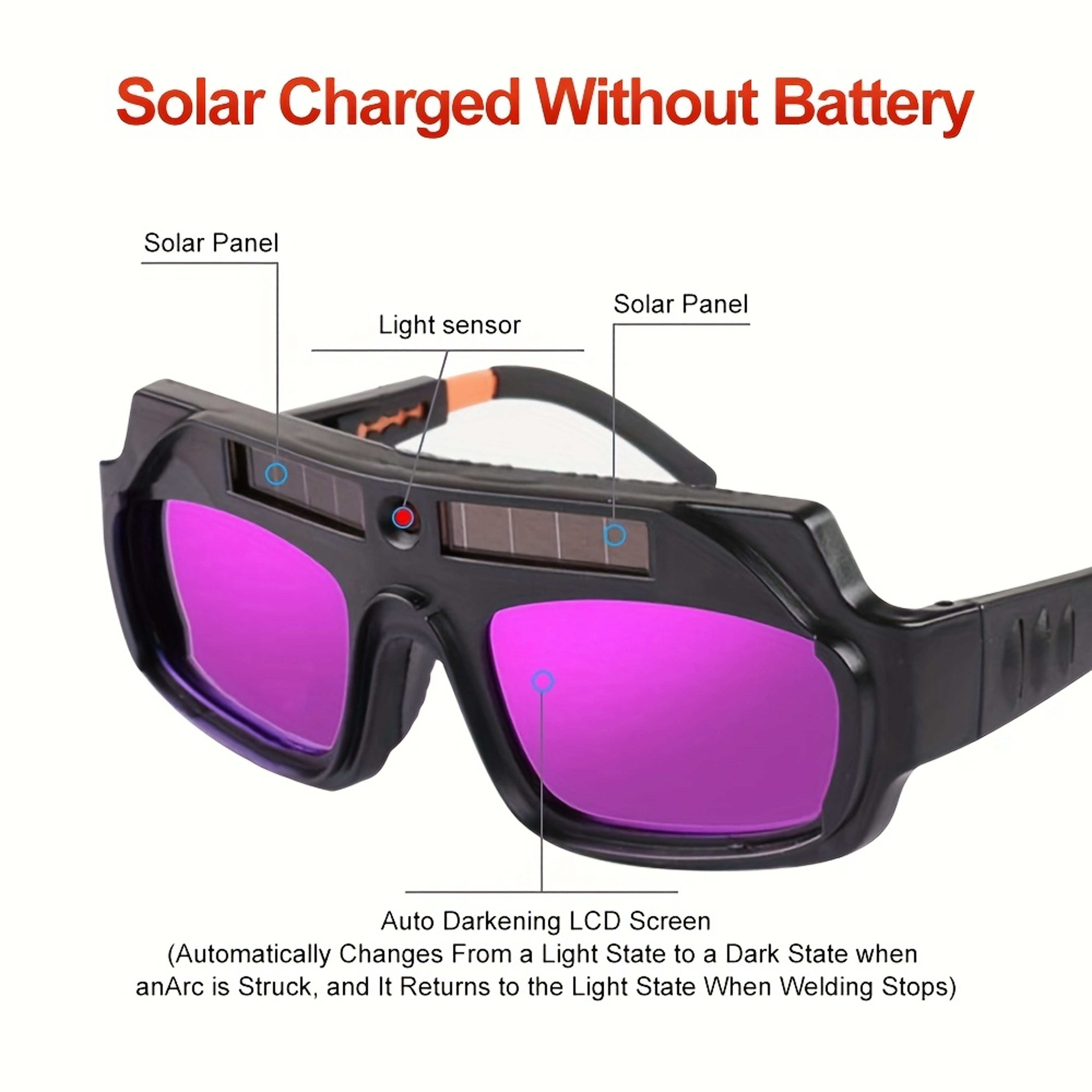 Automatic Dimming Welding Glasses Solar Powered Auto Darkening Welder Glasses 4