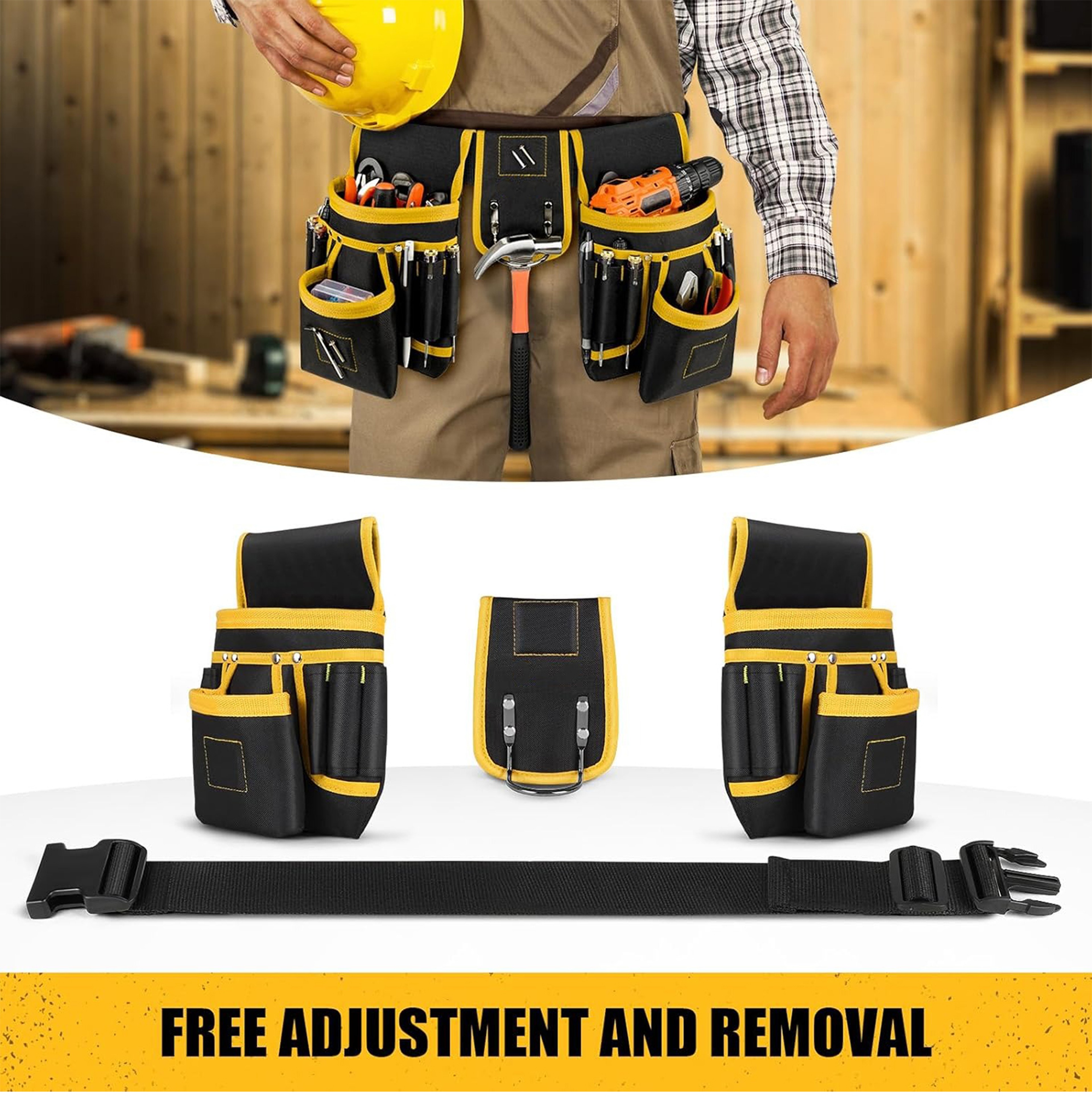 Tool Belt Bag Adjustable Utility Belt With Pockets Detachable Work Pouch Heavy Waist Apron Versatil 1