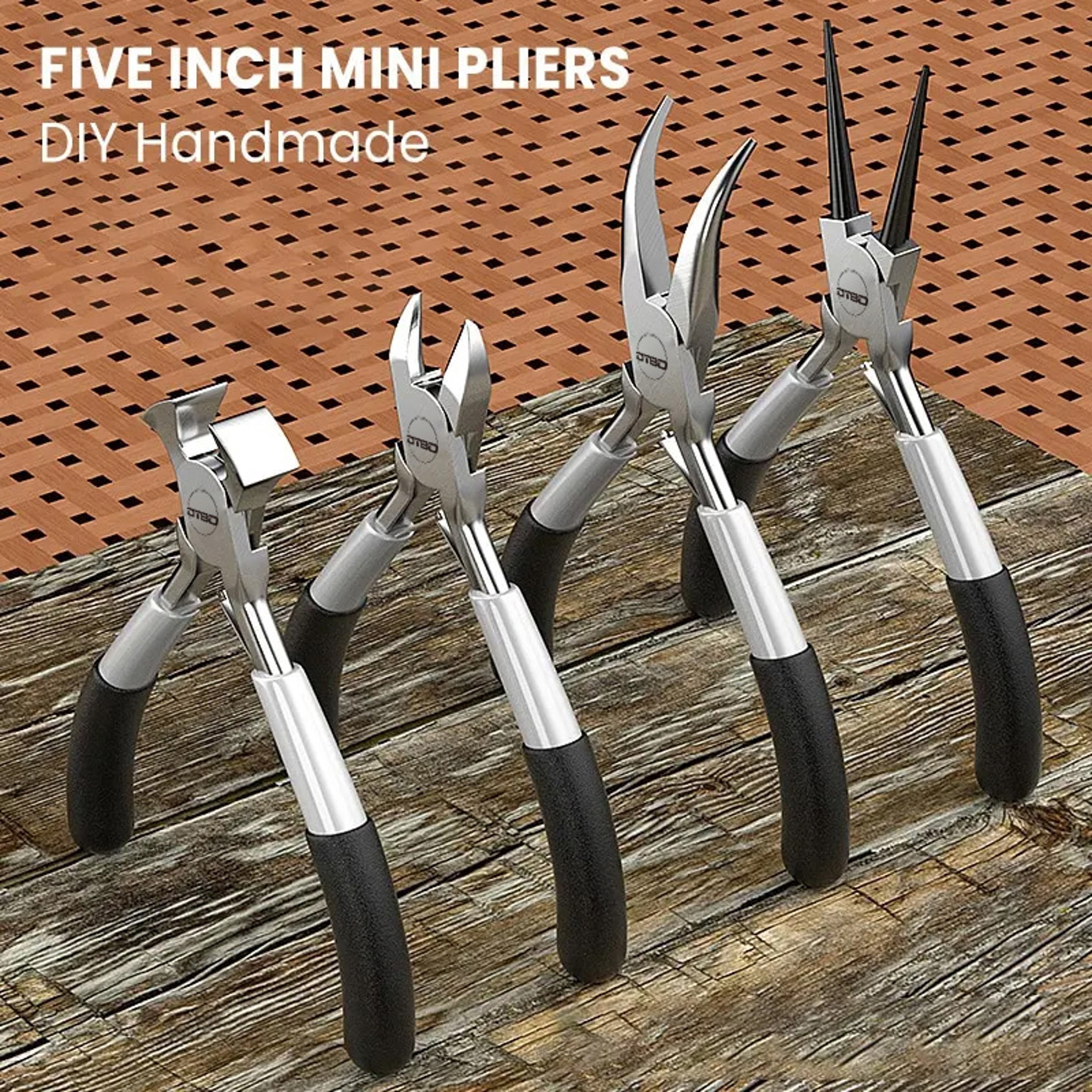 Mini Pointed Toothless Flat Mouth Extended Needle Mouth Pliers Set, Oblique Mouth Wire Binding Pliers, Flat Mouth Pliers – view 3