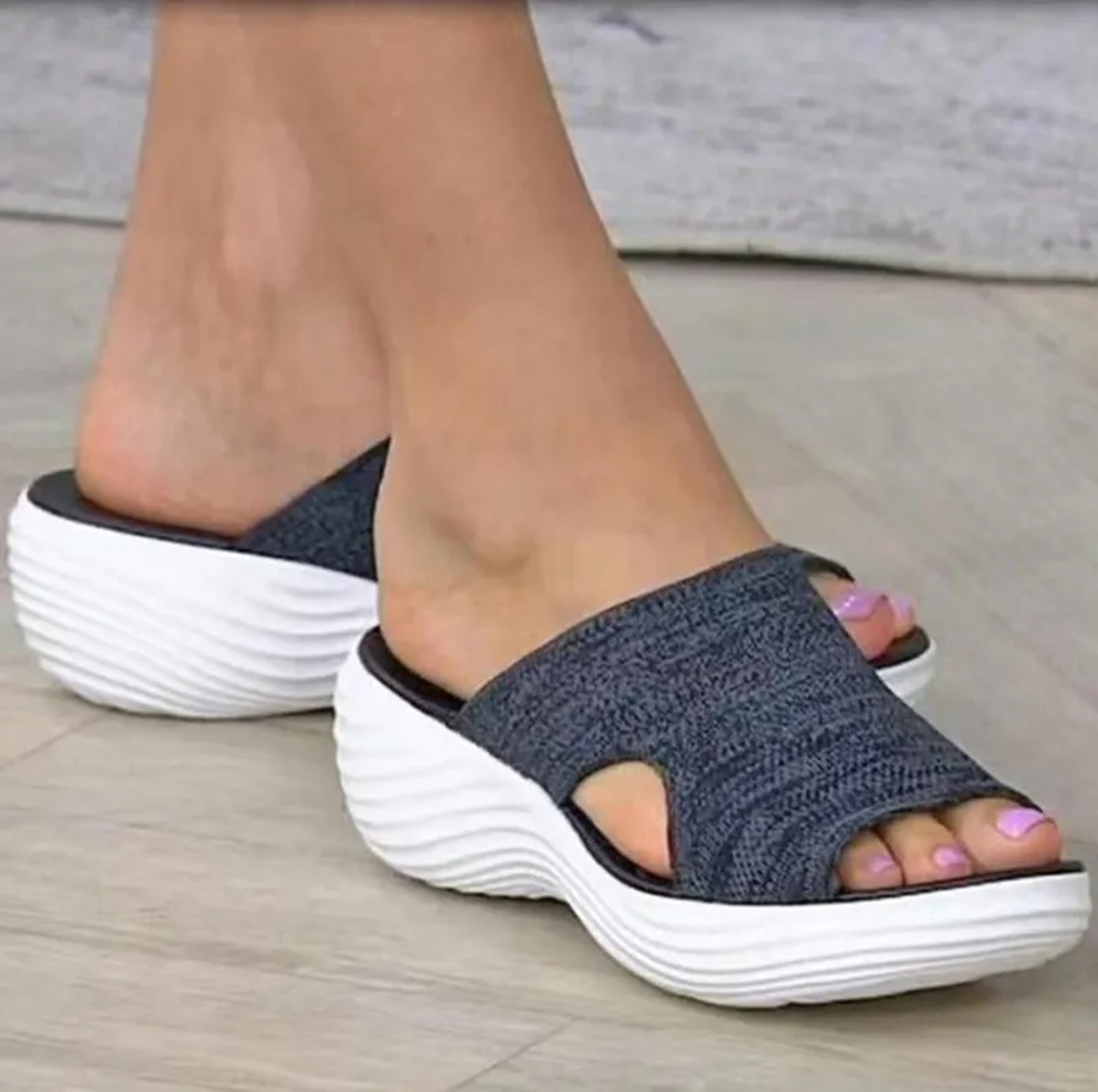 Slippers Women Casual Open Toe, Breathable Outdoor Beach Platform Sandals, Plus Size Solid Color Wedges Shoes – view 2
