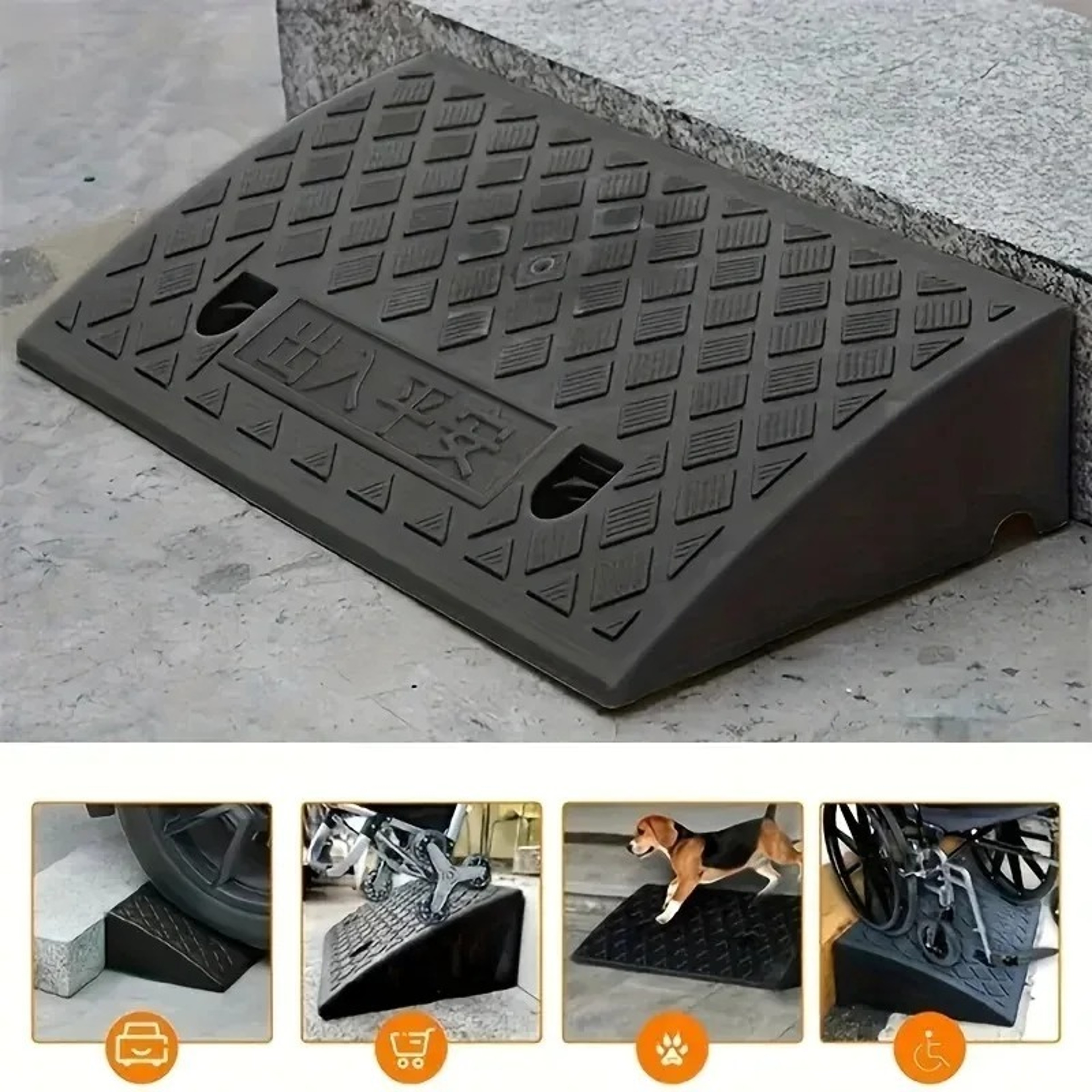 Portable Threshold Ramp Durable Ramp For Car Motorcycle Wheelchair Scooter Pets Access NonSlip Surf 2