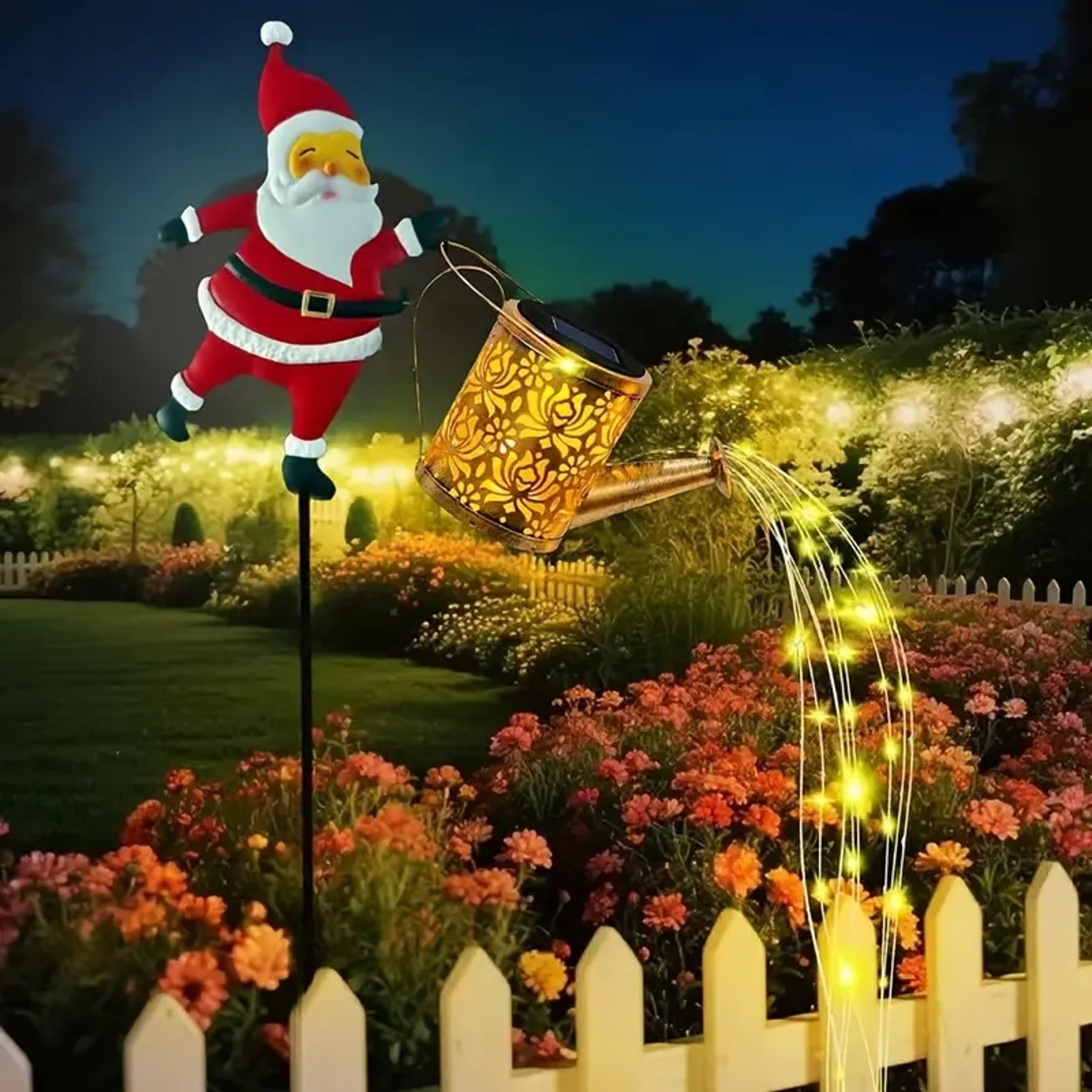 Christmas Solar Kettle Lights Garden Lawn Decorative Santa Claus Kettle Ground Lamp Solar LED Night 5