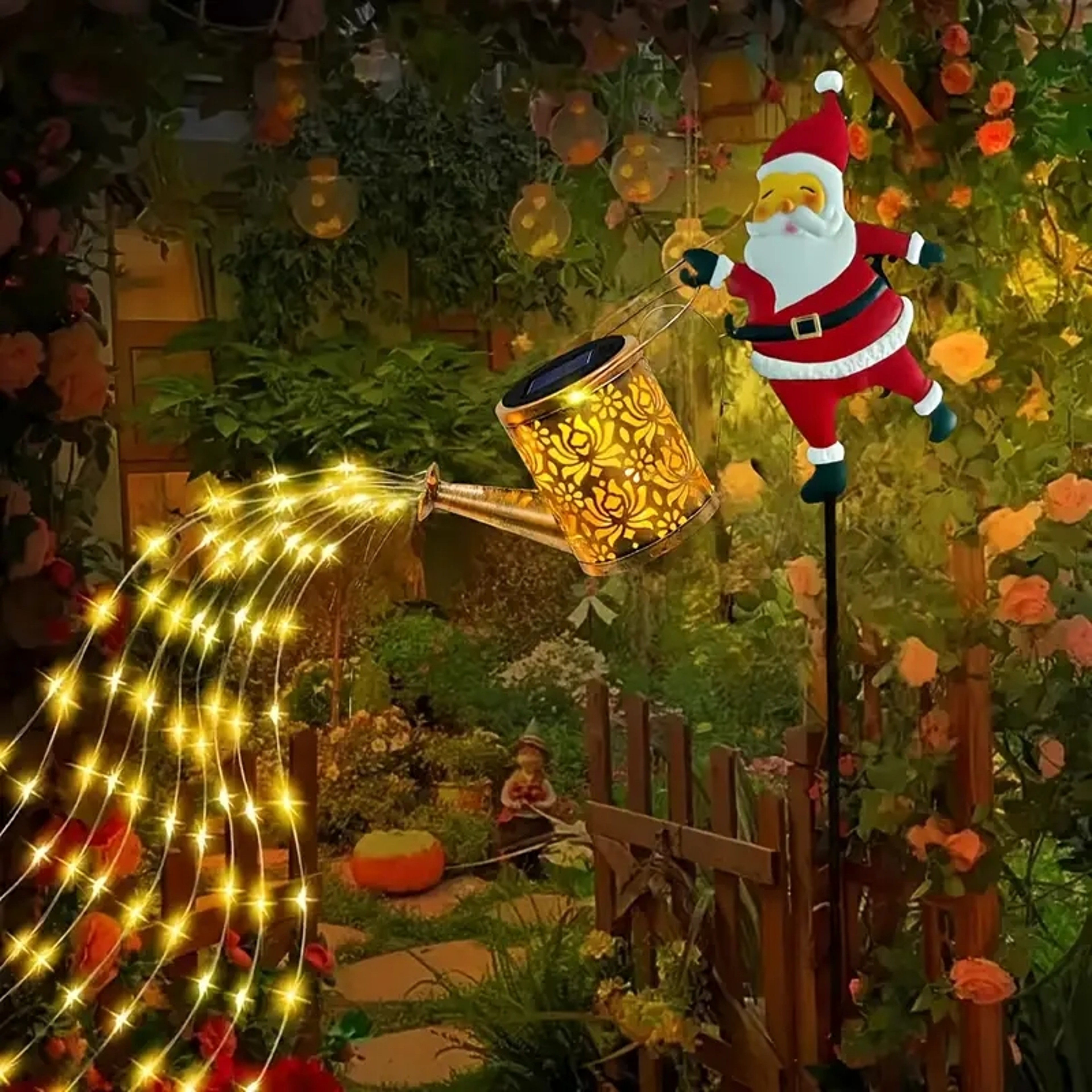 Christmas Solar Kettle Lights Garden Lawn Decorative Santa Claus Kettle Ground Lamp Solar LED Night 7