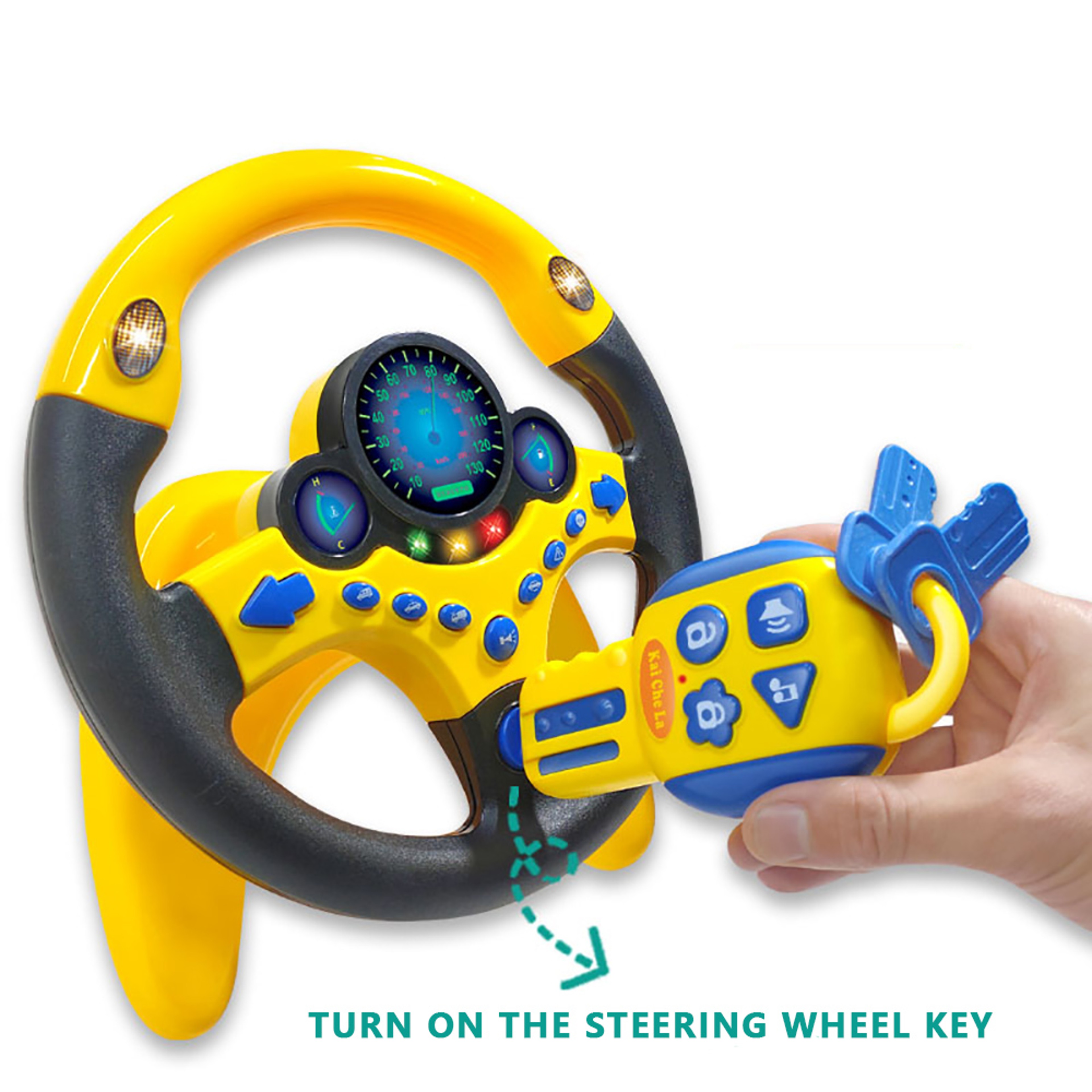 Electric Simulated Driving Steering Wheel, Portable Copilot Toy with Light and Sound, Educational Childrens Gifts – view 3