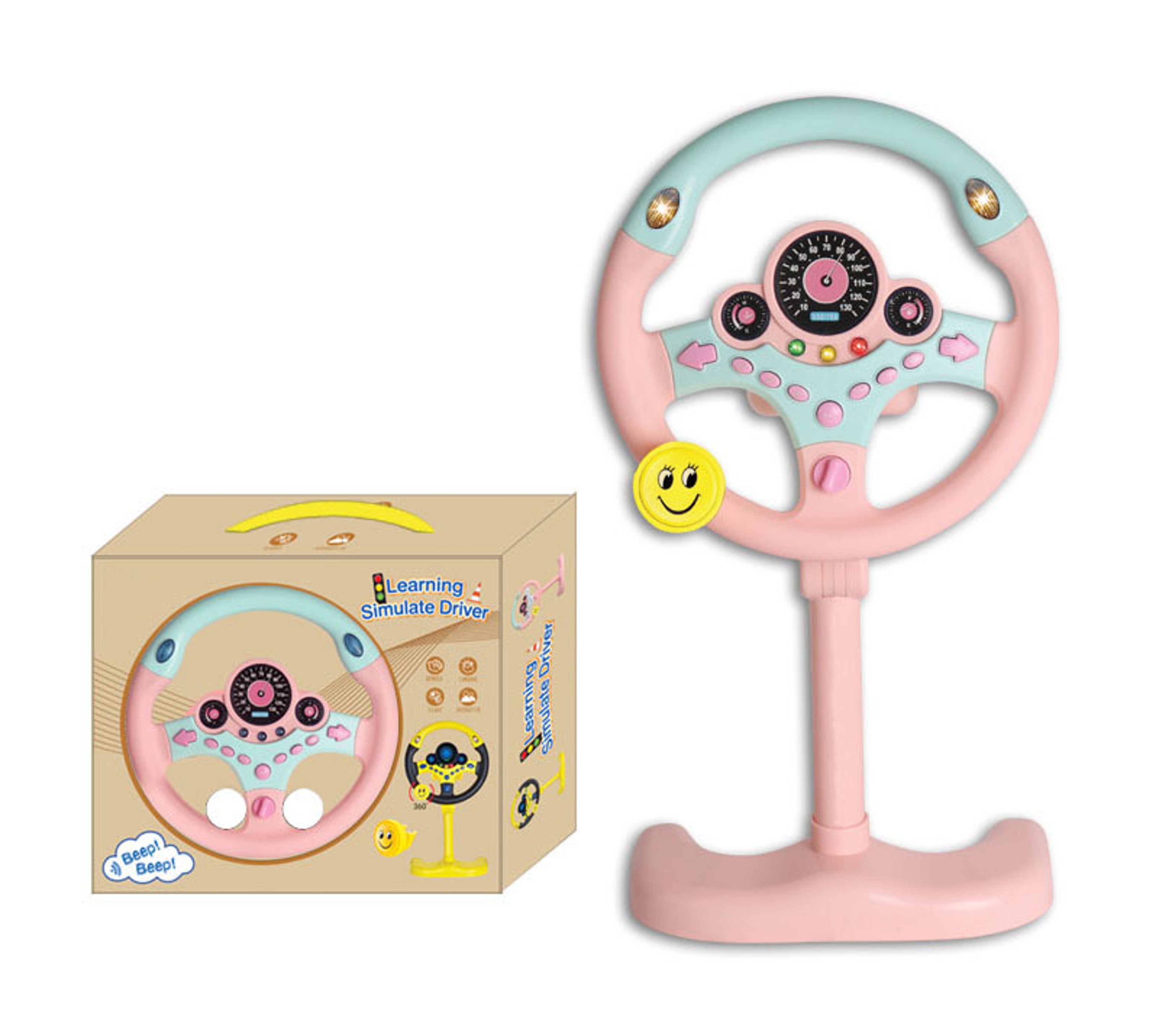 Electric Simulated Driving Steering Wheel, Portable Copilot Toy with Light and Sound, Educational Childrens Gifts – view 7