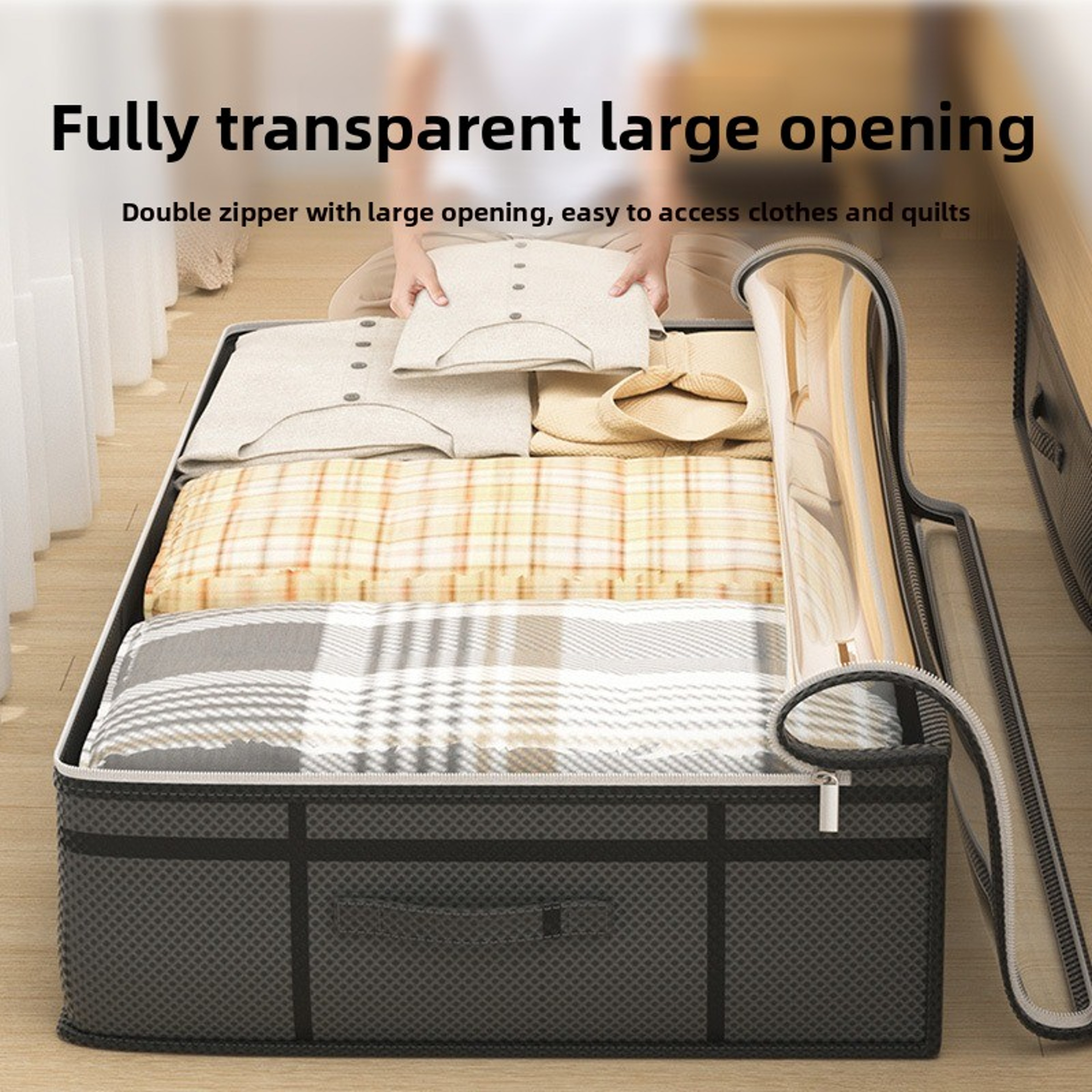 1PC Large Underbed Storage Bag Foldable Clothes Quilt Organizer For Bedroom Space Saving Doggy Bag  3